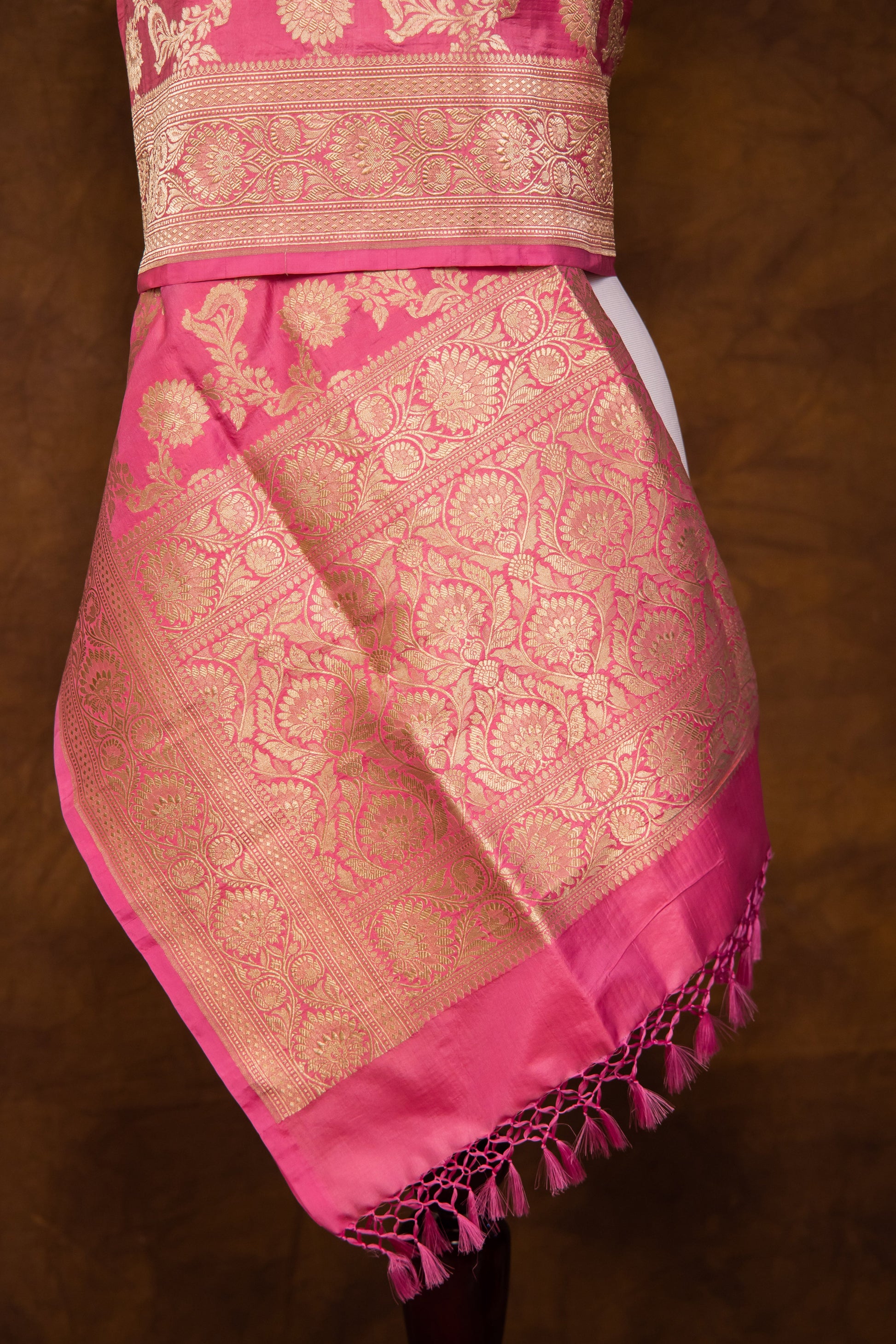 Light Pink Katan Pure Silk Dupatta - Panaya