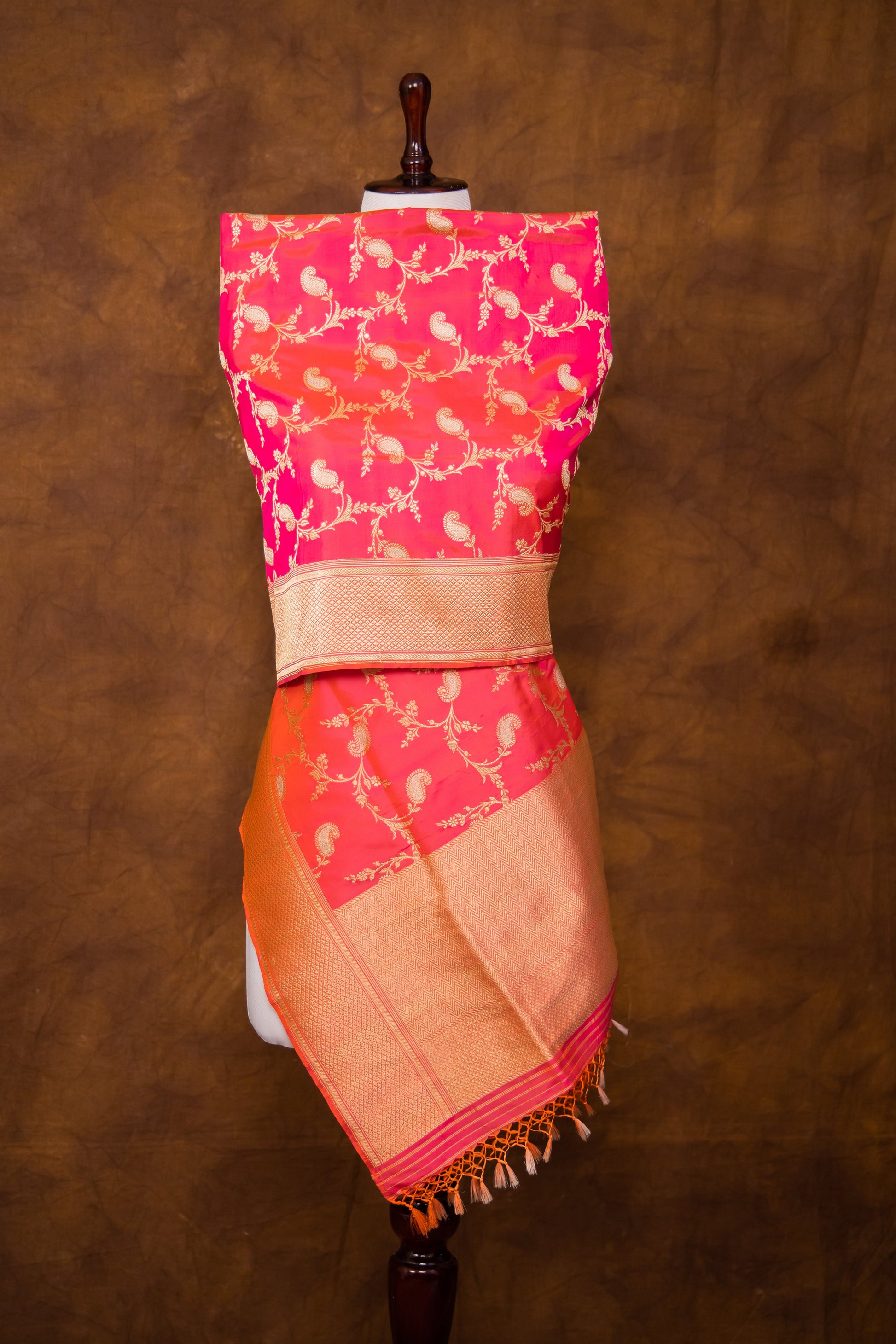 Rani Pink Dupatta Katan Pure Silk - Panaya