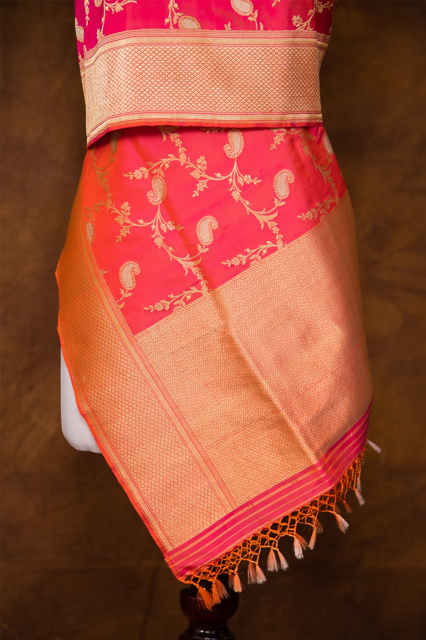 Rani Pink Dupatta Katan Pure Silk - Panaya