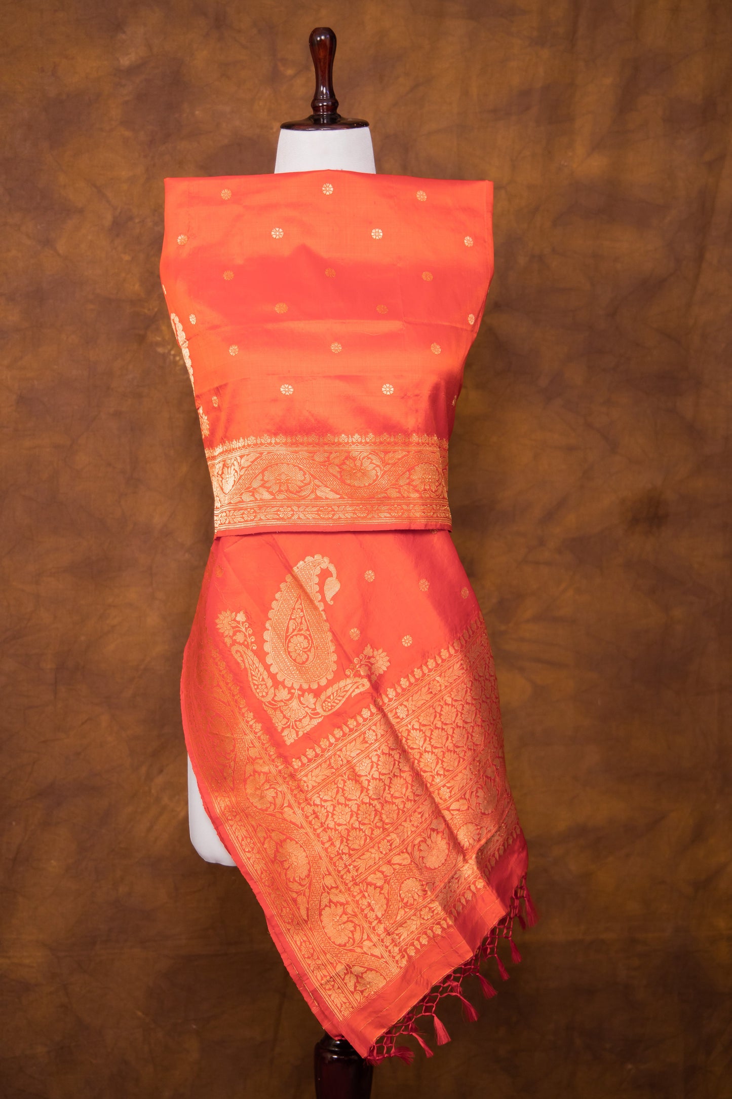 Orange Dupatta Katan Pure Silk - Panaya