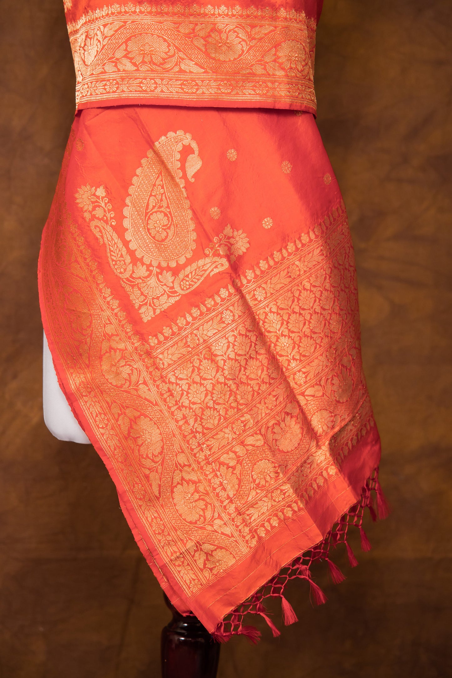 Orange Dupatta Katan Pure Silk - Panaya