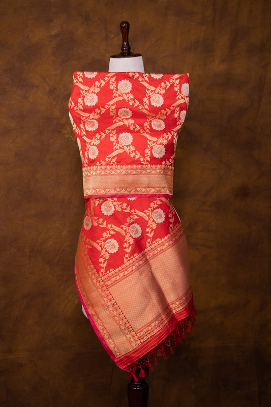 Red Katan Pure Silk Dupatta - Panaya