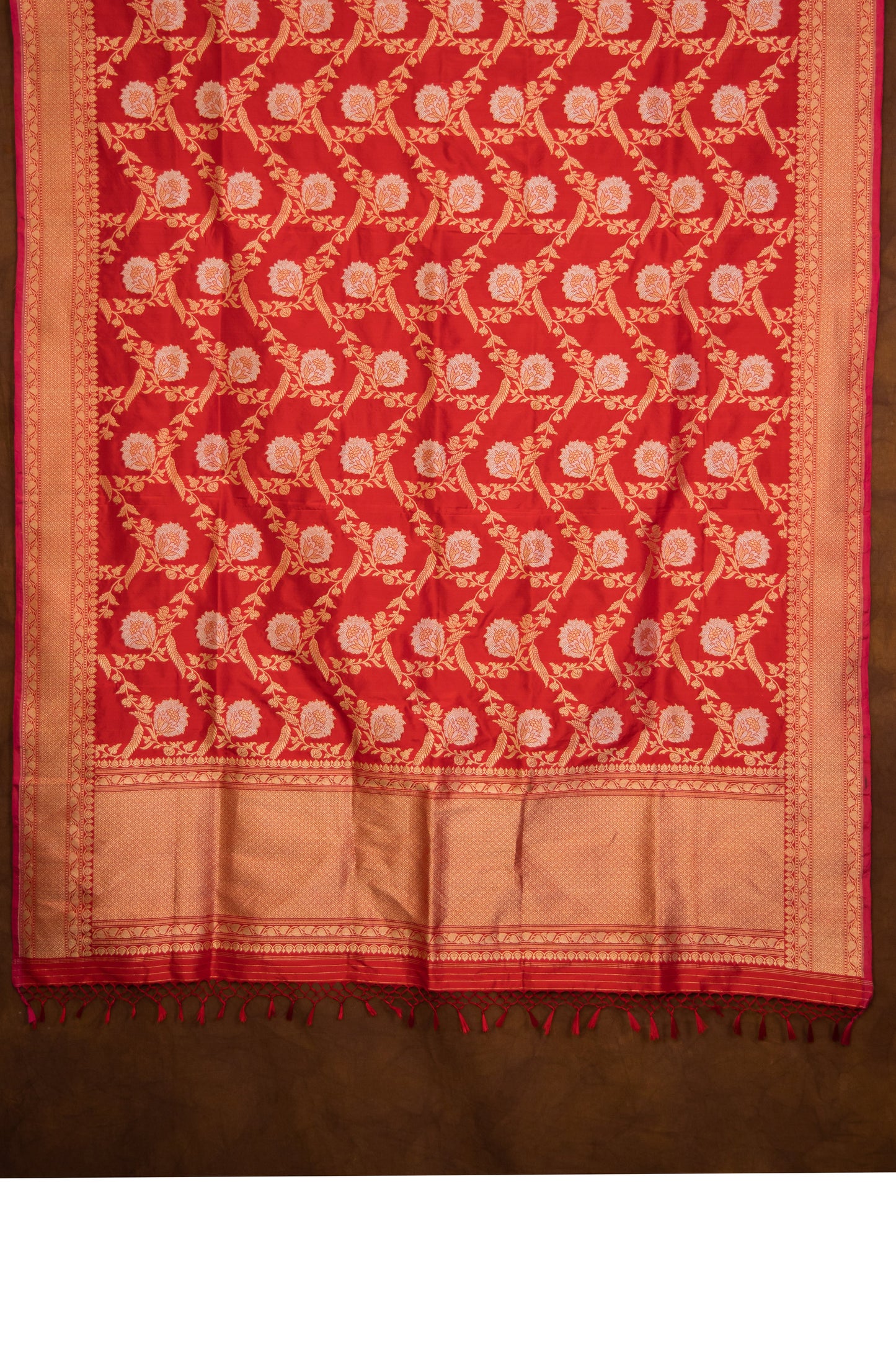 Red Katan Pure Silk Dupatta - Panaya