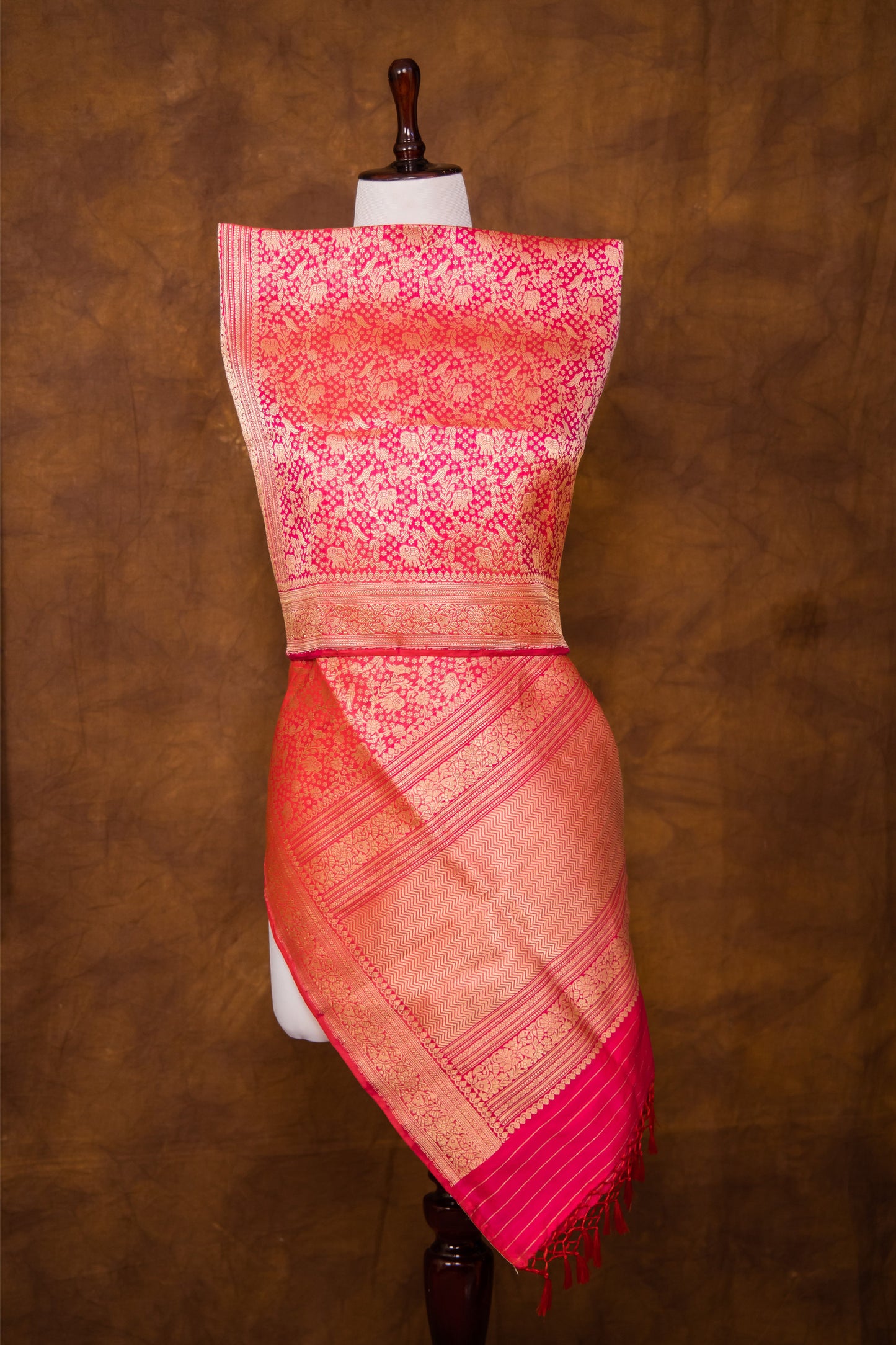 Pink Katan Pure Silk Dupatta - Panaya