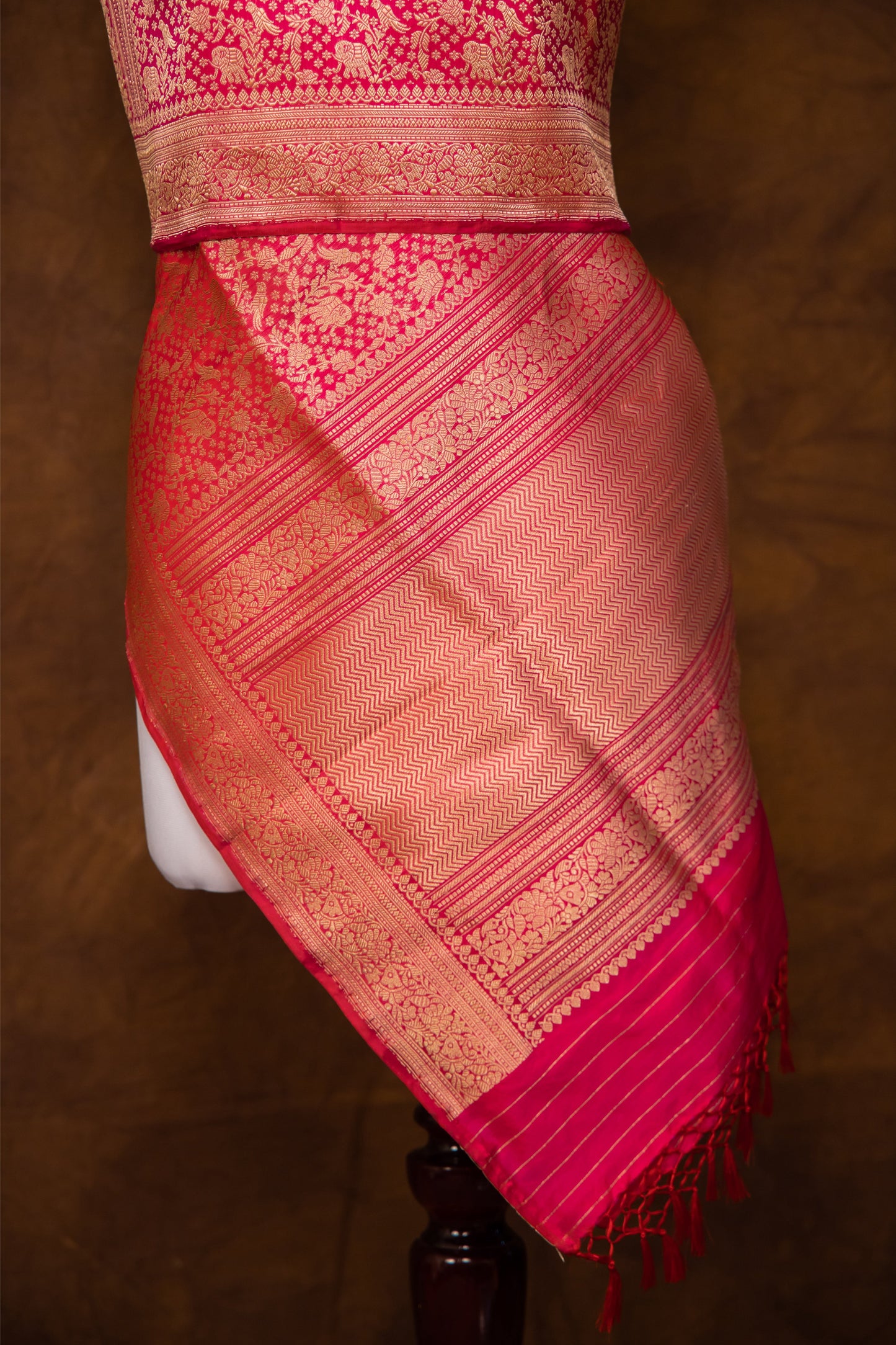 Pink Katan Pure Silk Dupatta - Panaya