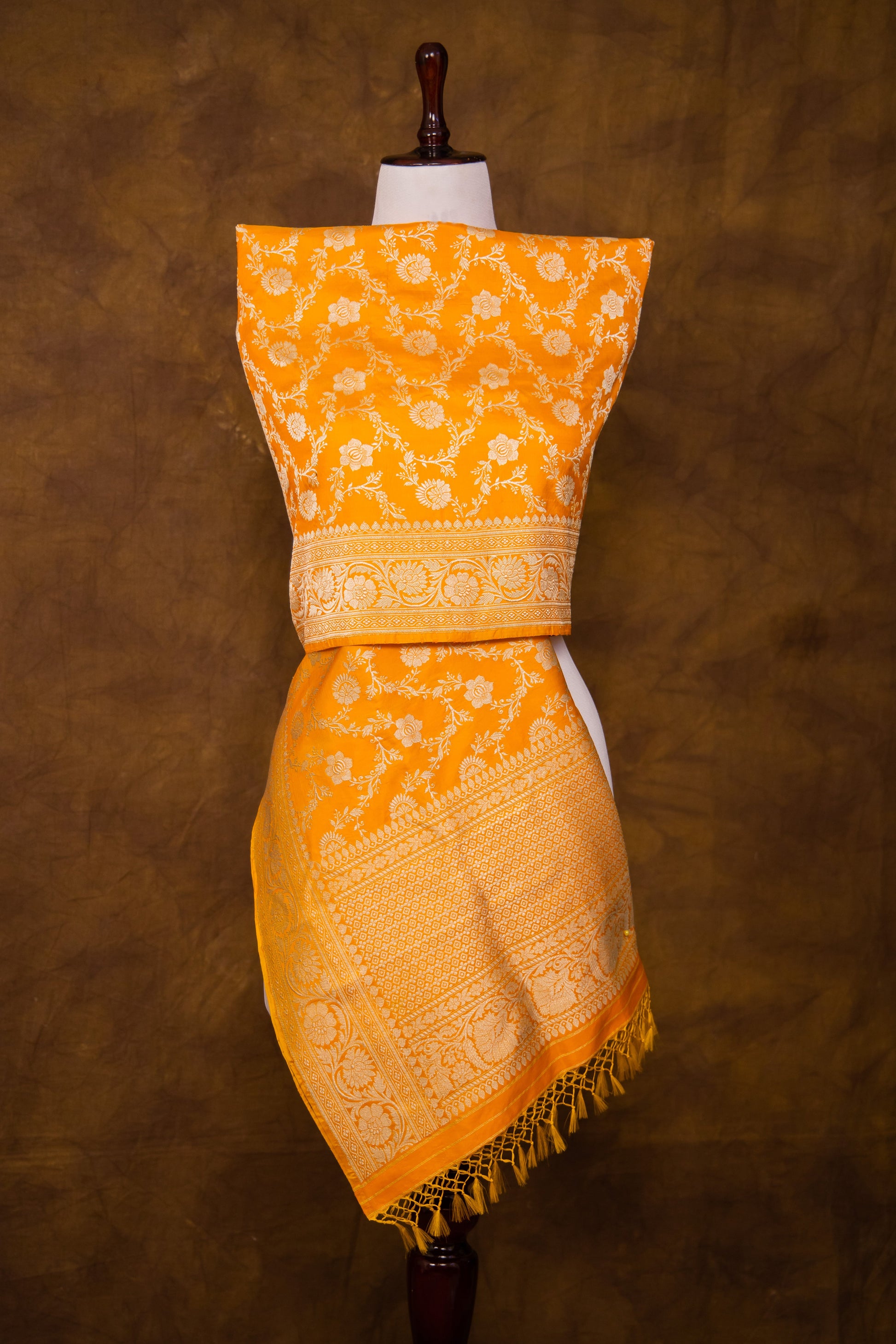 Orange Dupatta Katan Pure Silk - Panaya