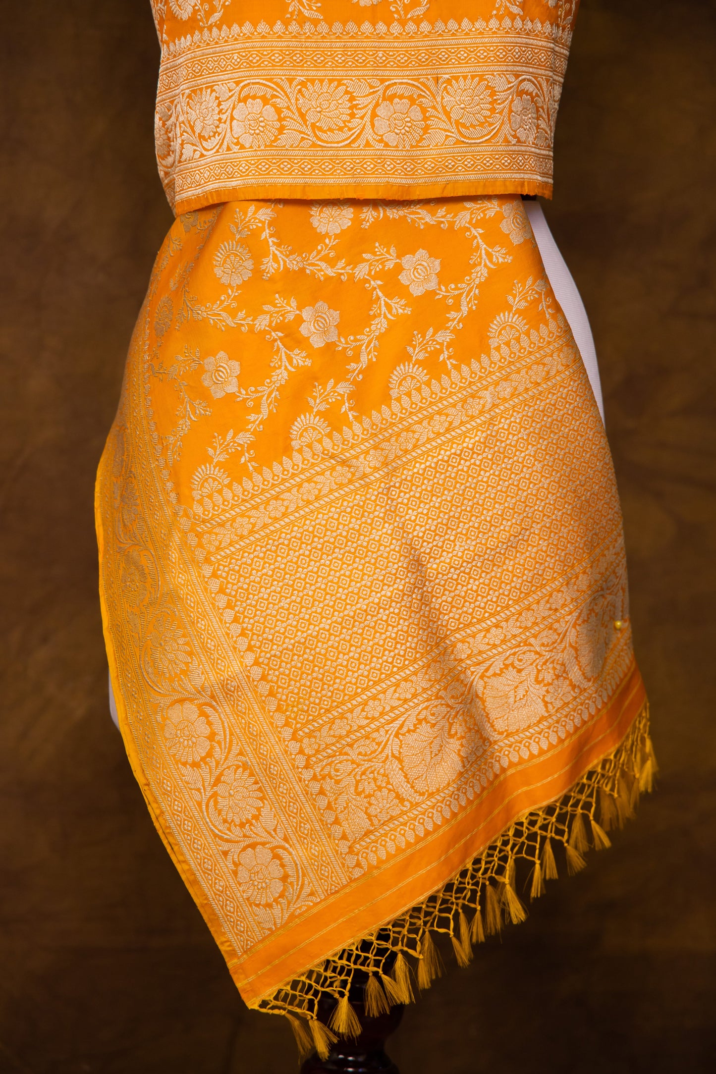 Orange Dupatta Katan Pure Silk - Panaya