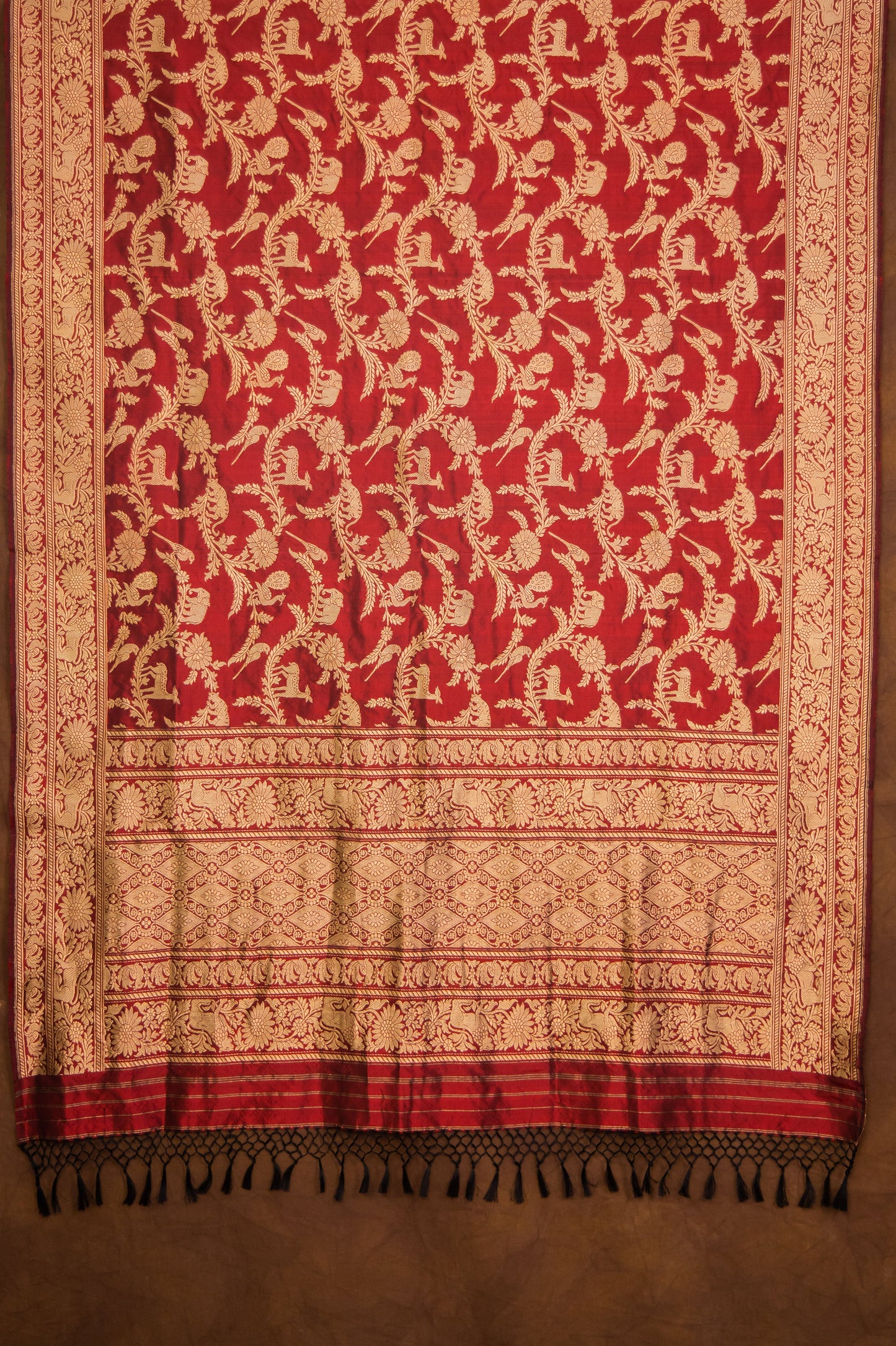 Maroon Katan Pure Silk Dupatta - Panaya