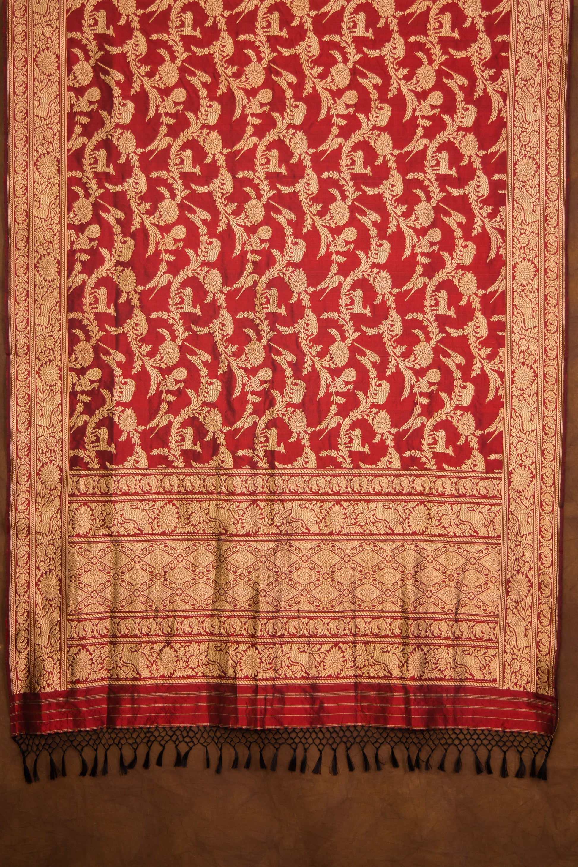 Maroon Katan Pure Silk Dupatta - Panaya