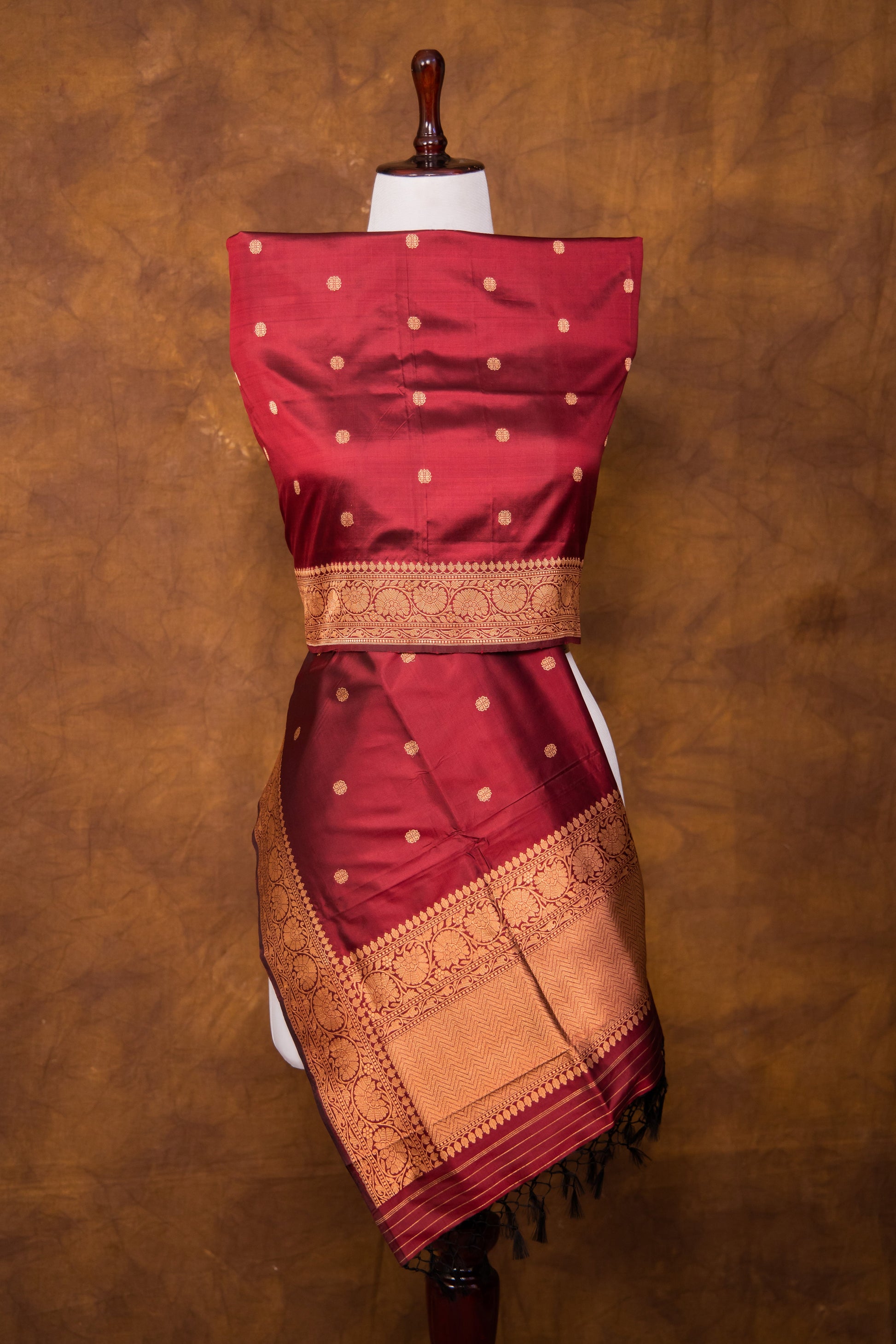 Maroon Dupatta Katan Pure Silk - Panaya