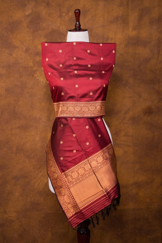 Maroon Dupatta Katan Pure Silk - Panaya