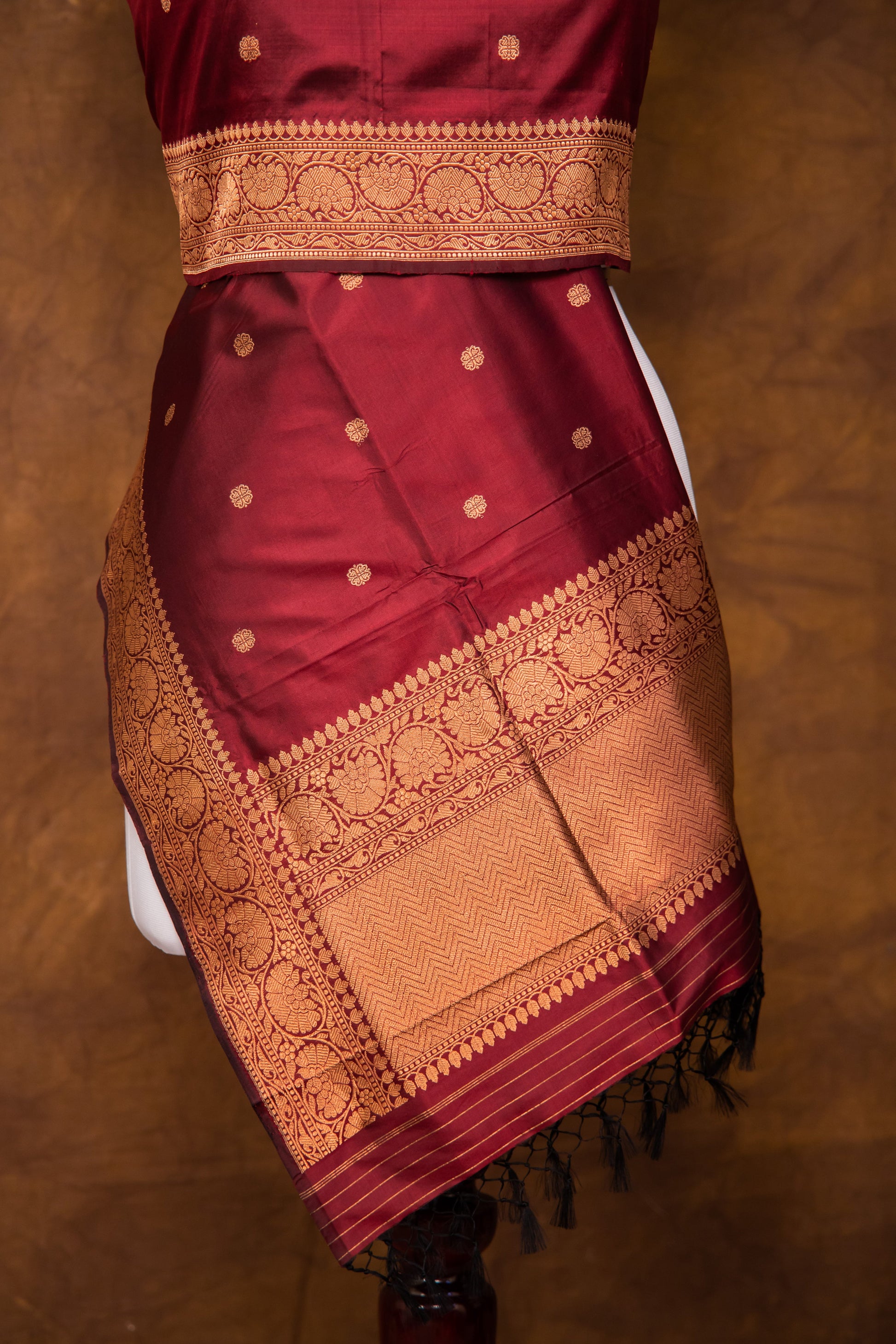 Maroon Dupatta Katan Pure Silk - Panaya