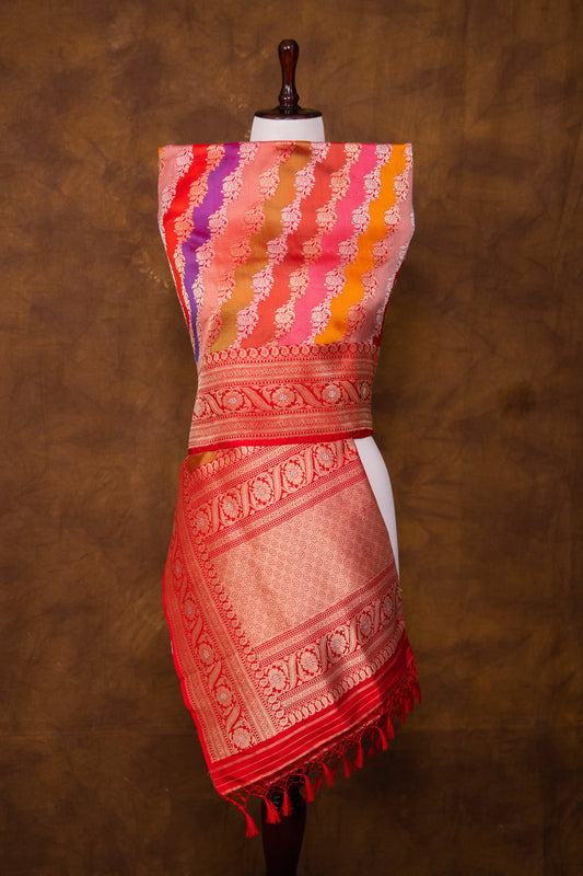 Multi Color Dupatta Katan Pure Silk - Panaya