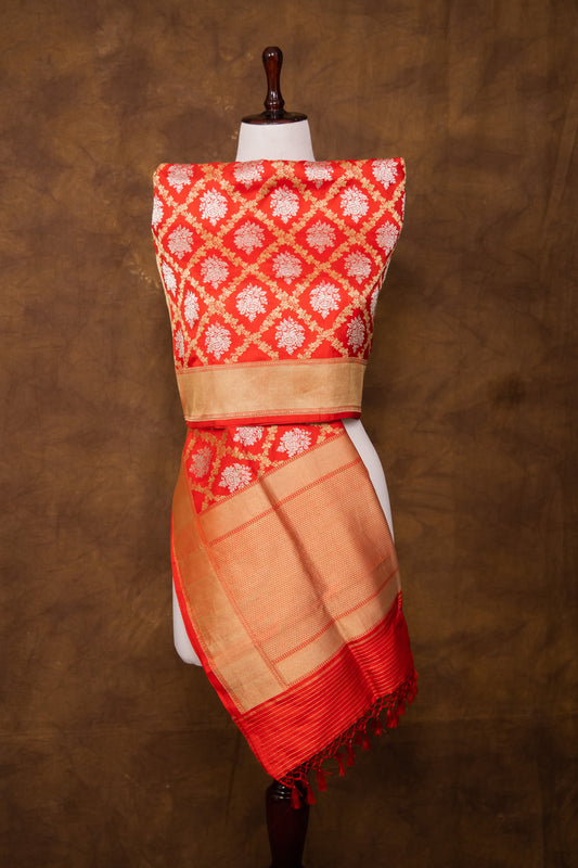 Red Katan Pure Silk Dupatta - Panaya