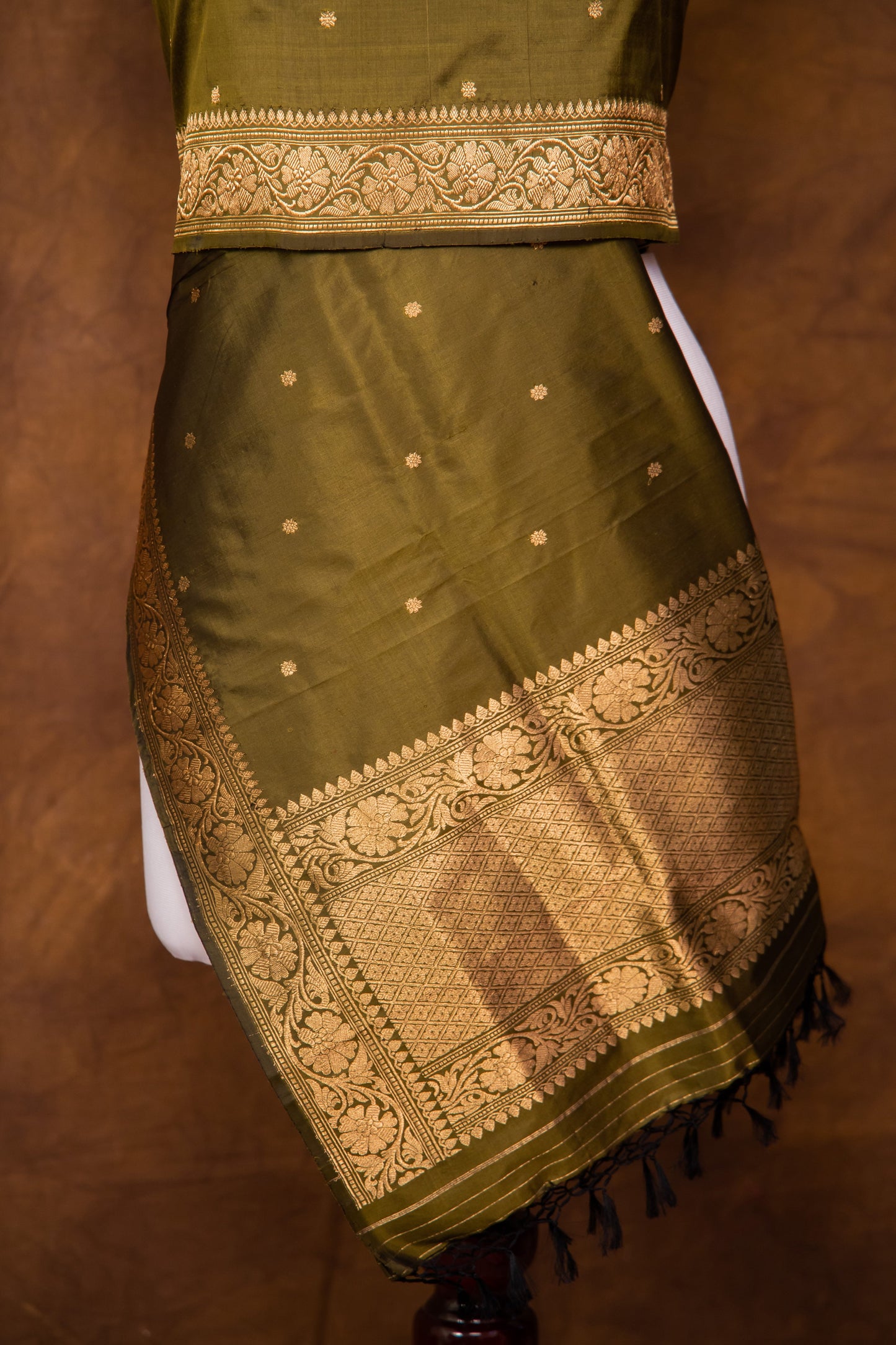 Olive Dupatta Katan Pure Silk - Panaya