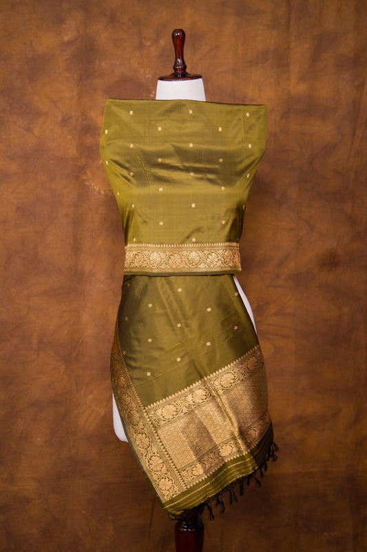 Olive Dupatta Katan Pure Silk - Panaya