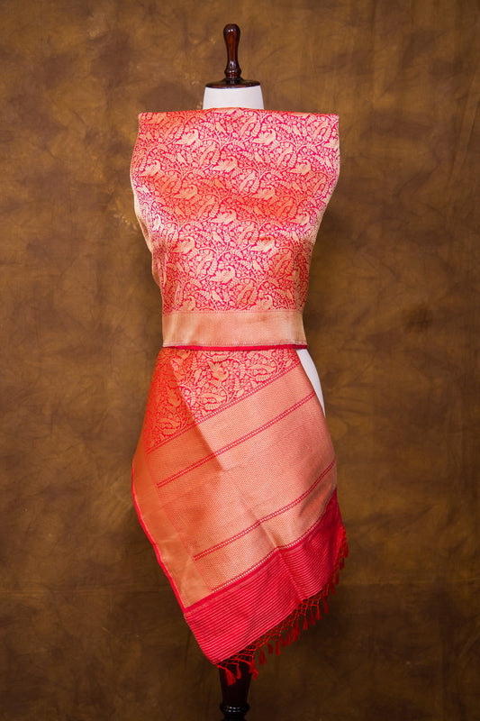 Pink  Katan Pure Silk Dupatta - Panaya