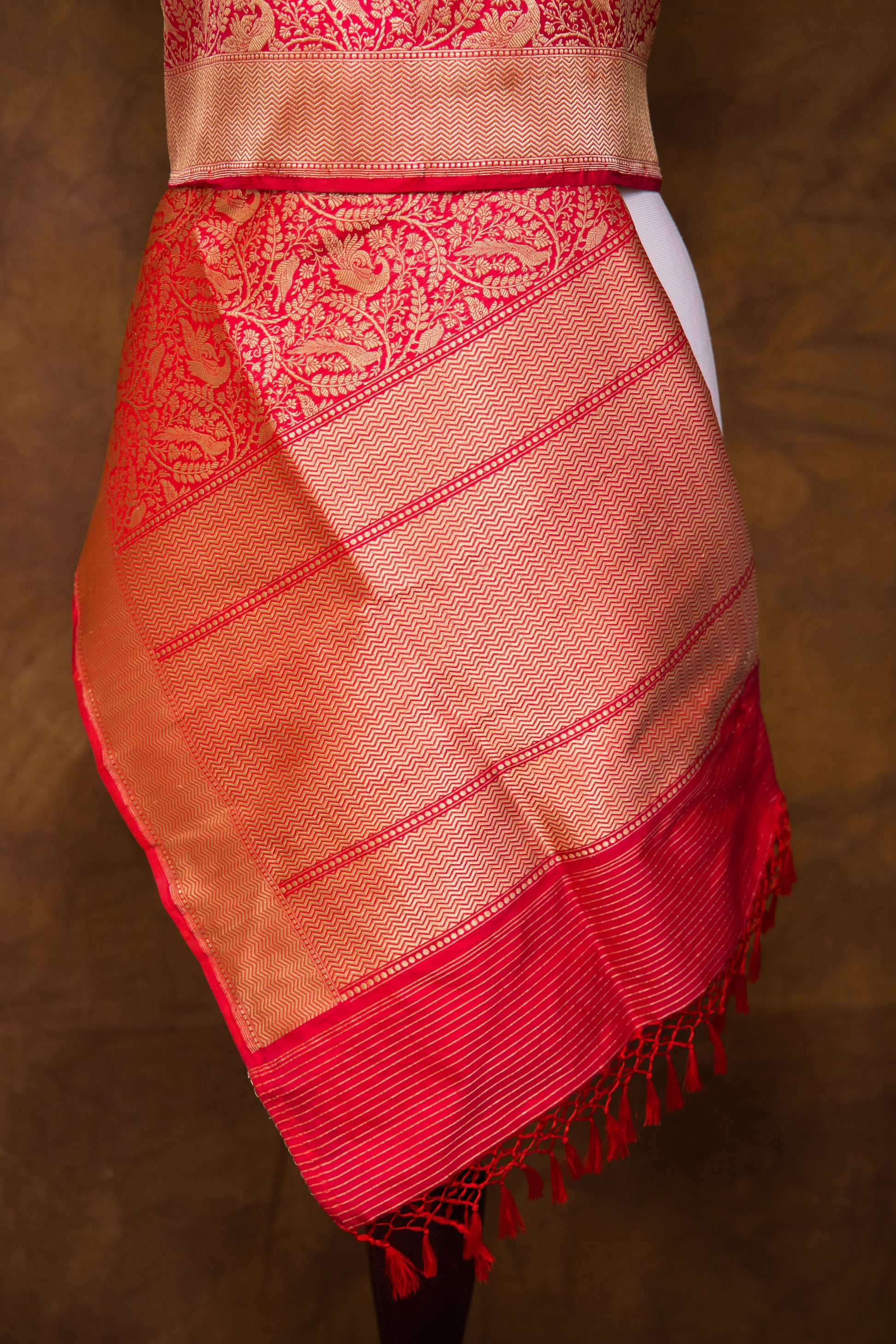 Pink  Katan Pure Silk Dupatta - Panaya