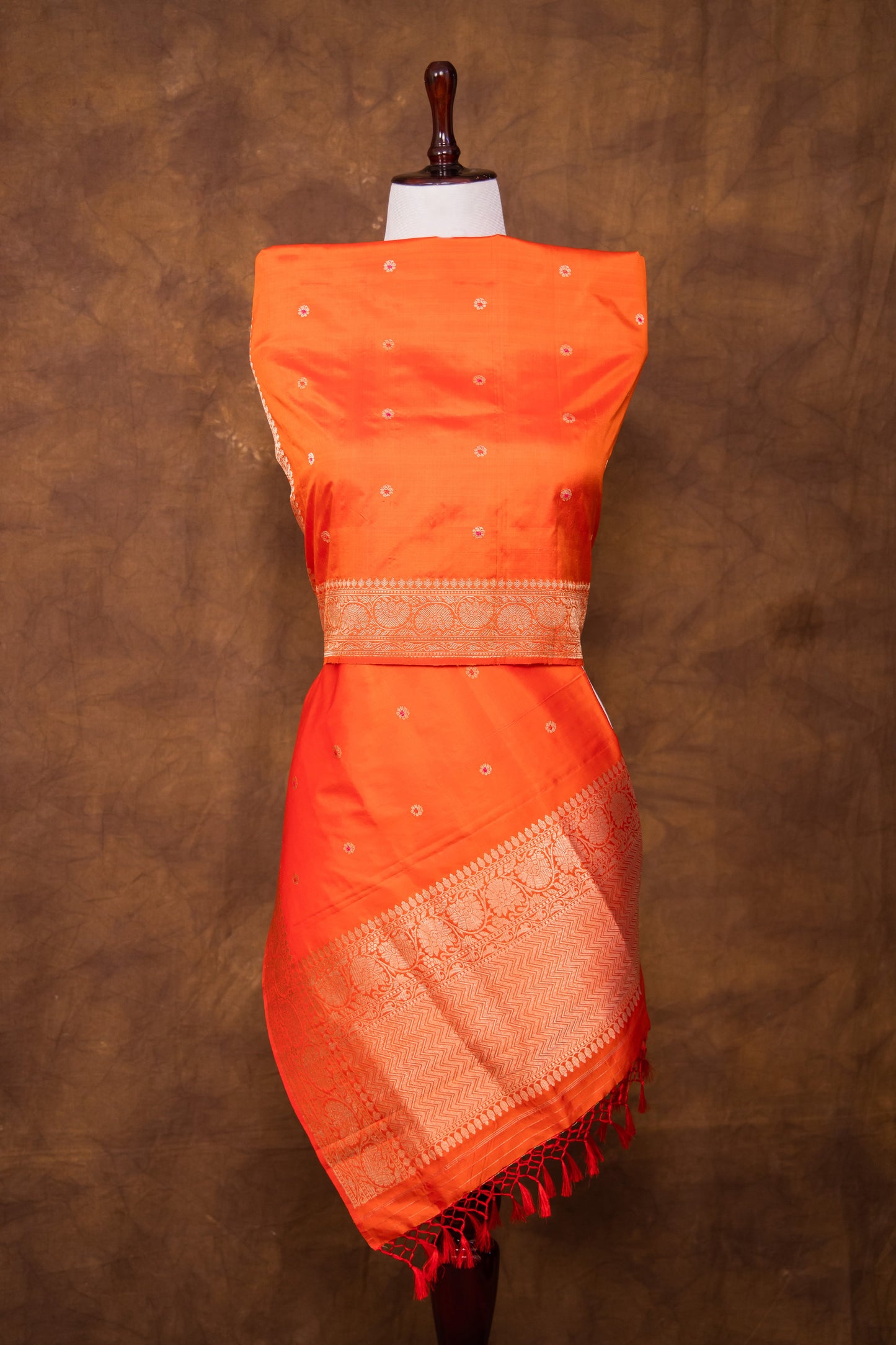 Orange Dupatta Katan Pure Silk - Panaya