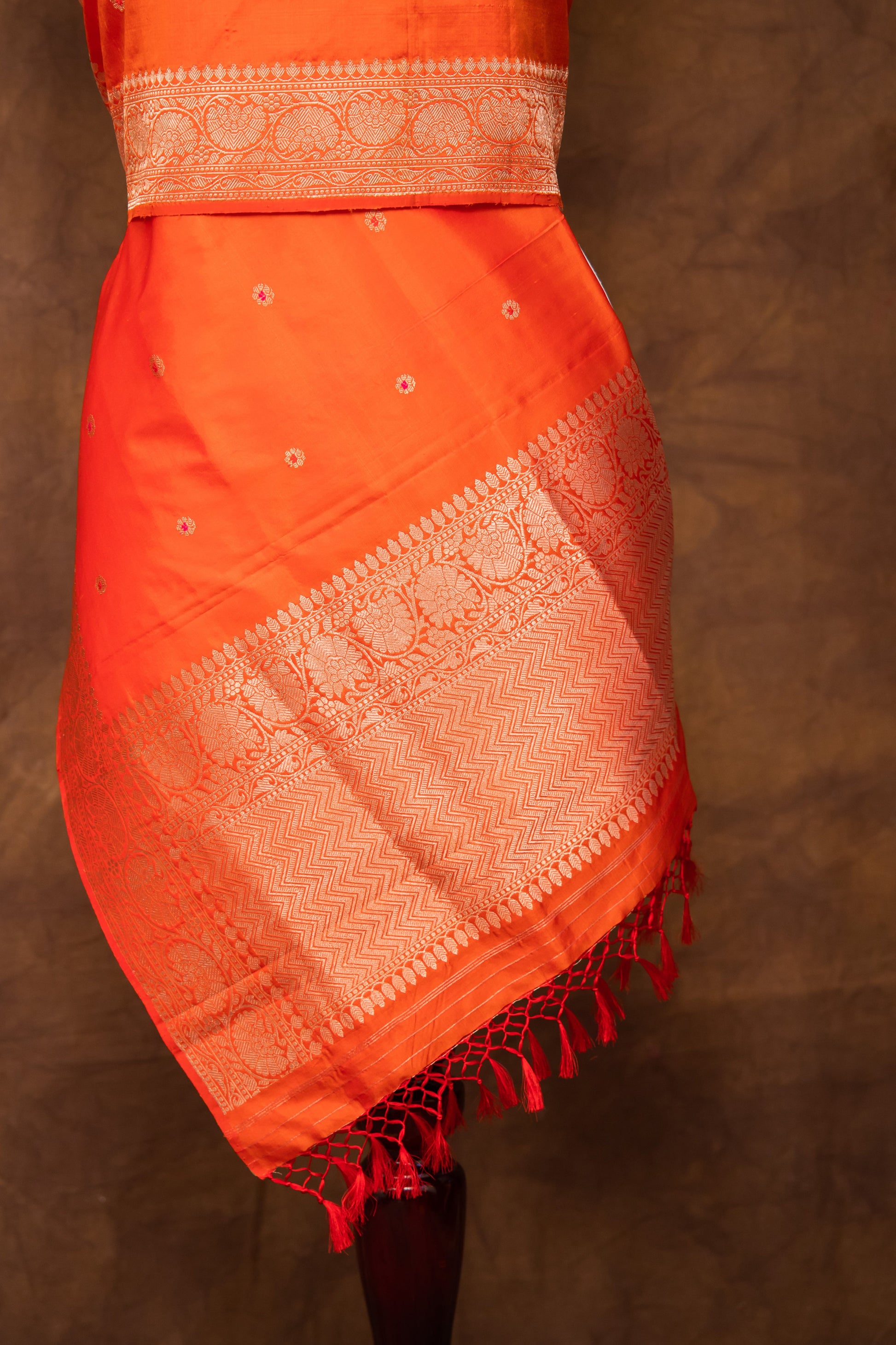 Orange Dupatta Katan Pure Silk - Panaya