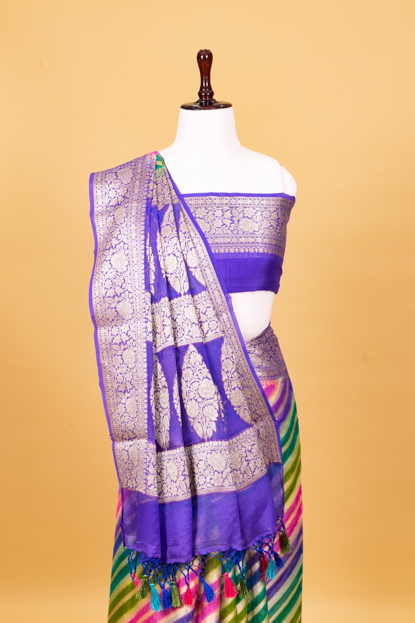 Royal Blue Chiffon Pure Silk Cutwork Saree