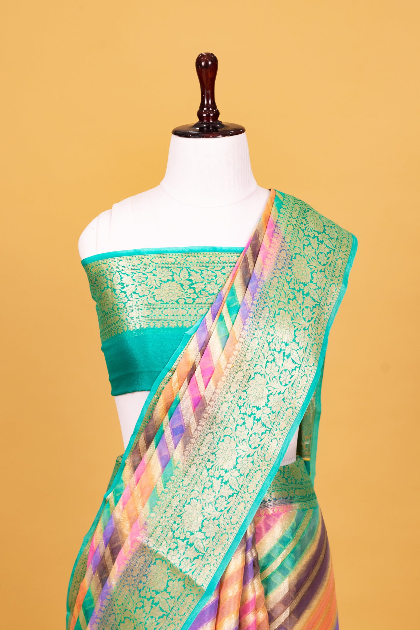 Green Chiffon Pure Silk Cutwork Saree