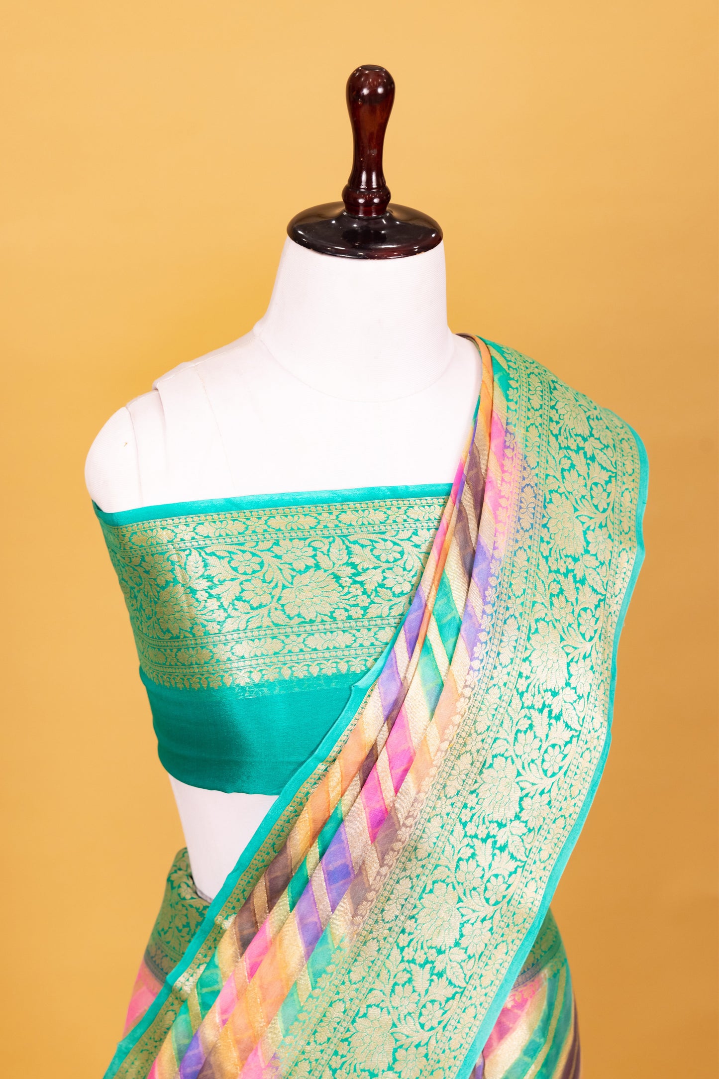 Green Chiffon Pure Silk Cutwork Saree