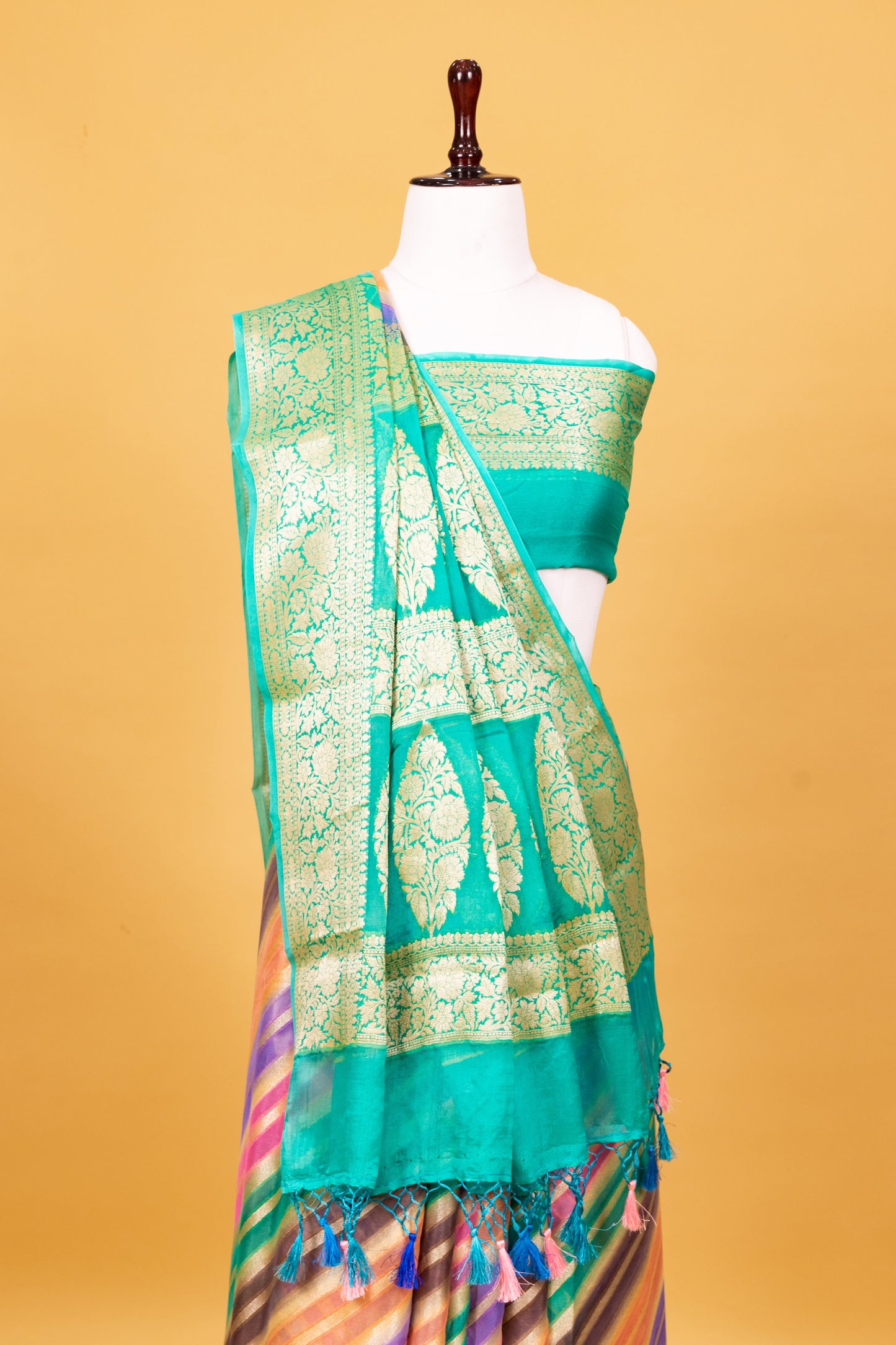 Green Chiffon Pure Silk Cutwork Saree