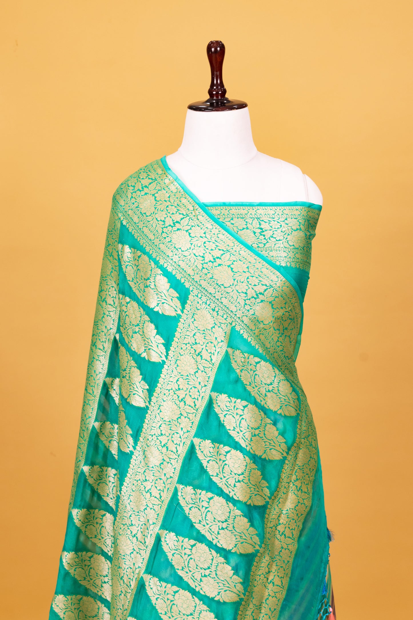 Green Chiffon Pure Silk Cutwork Saree