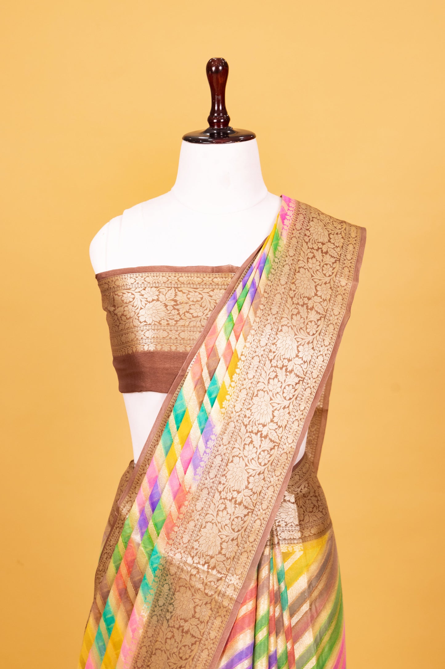 Chocolate Chiffon Pure Silk Cutwork Saree