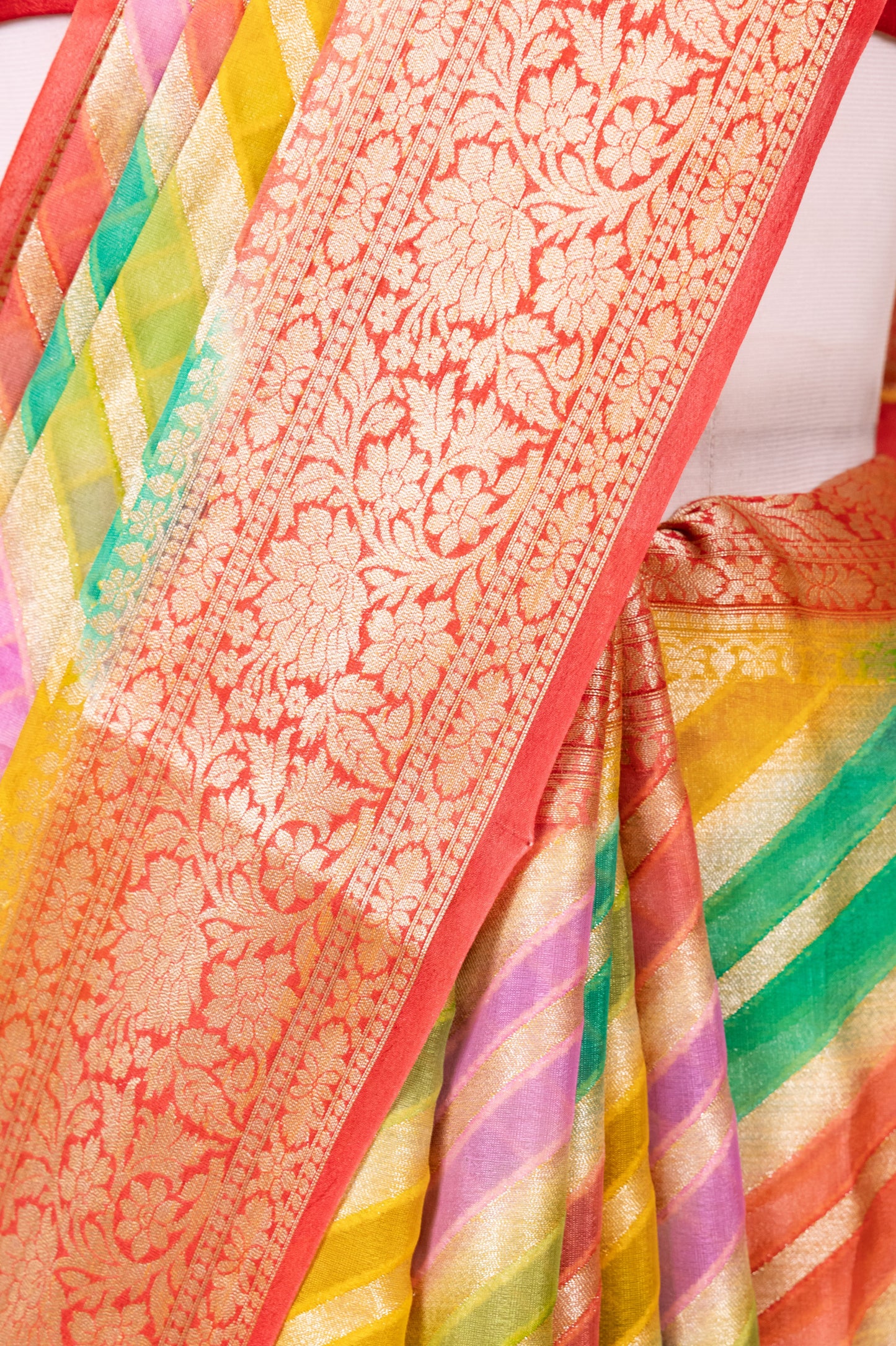 Rust Chiffon Pure Silk Cutwork Saree