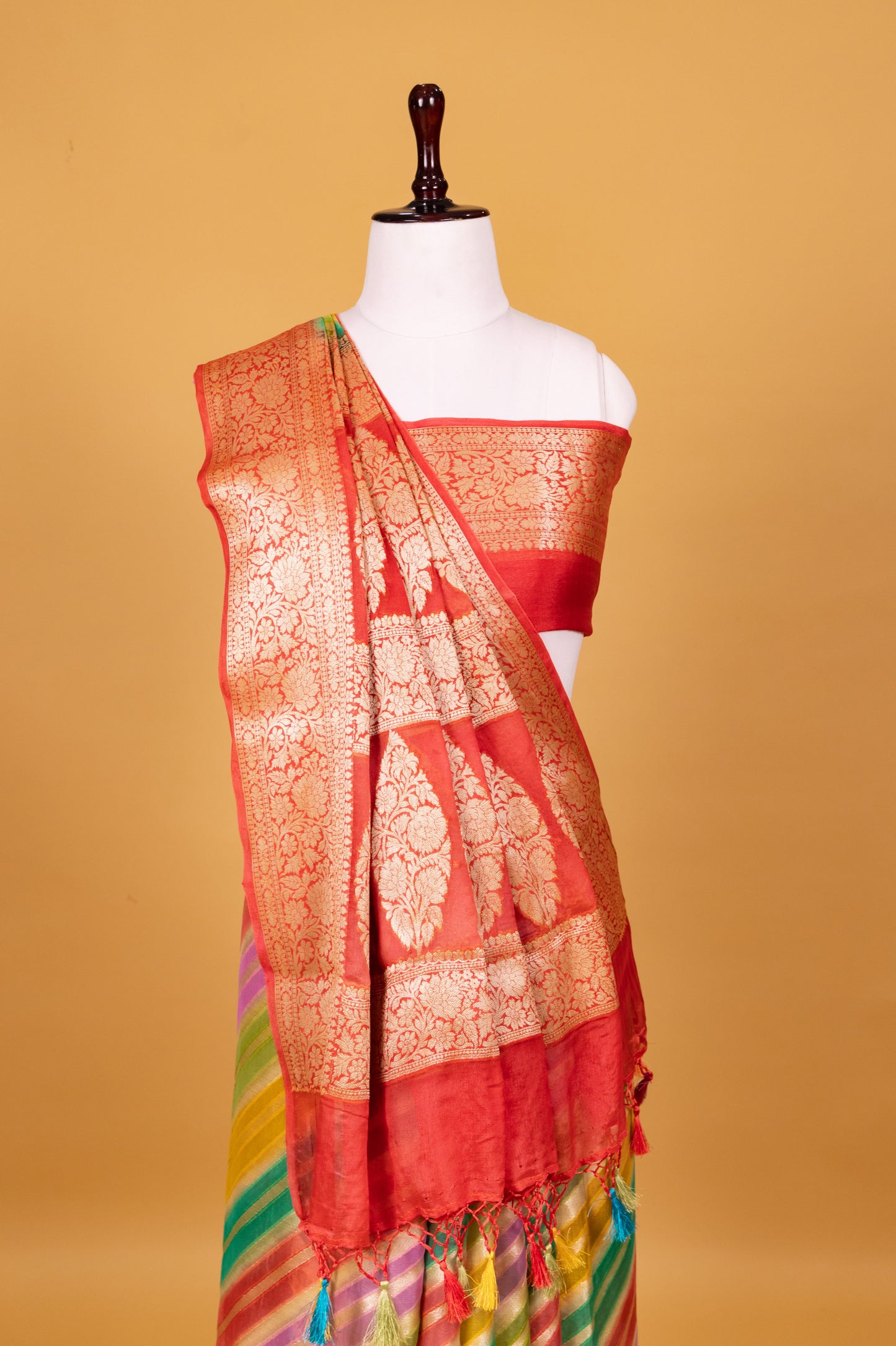 Rust Chiffon Pure Silk Cutwork Saree