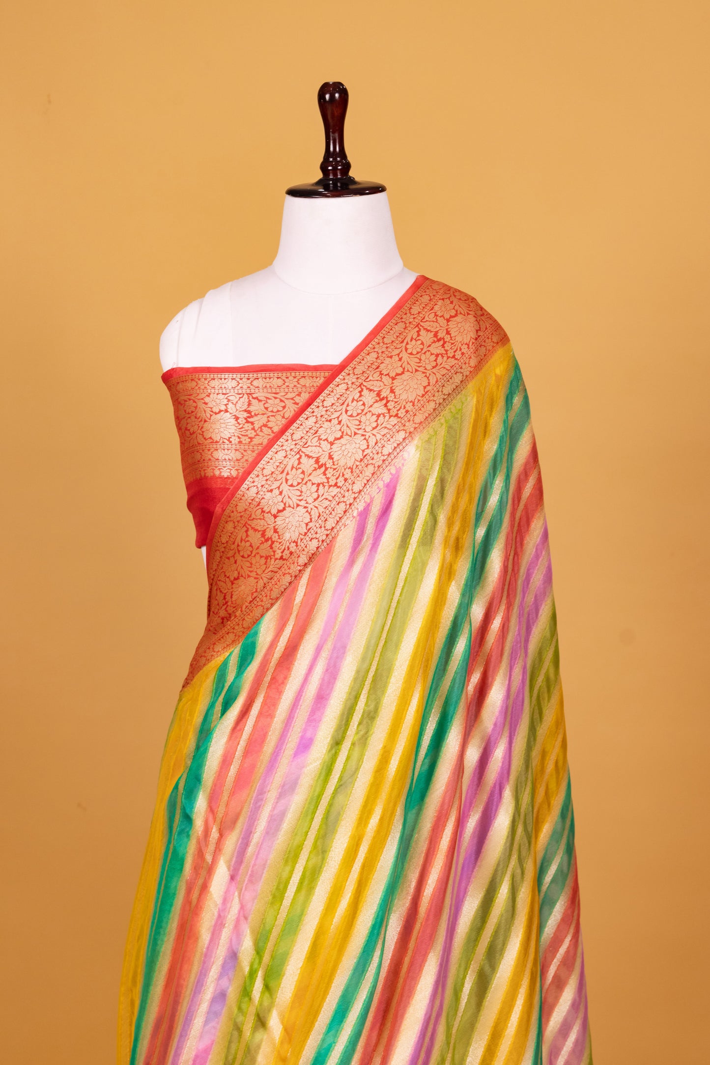 Rust Chiffon Pure Silk Cutwork Saree