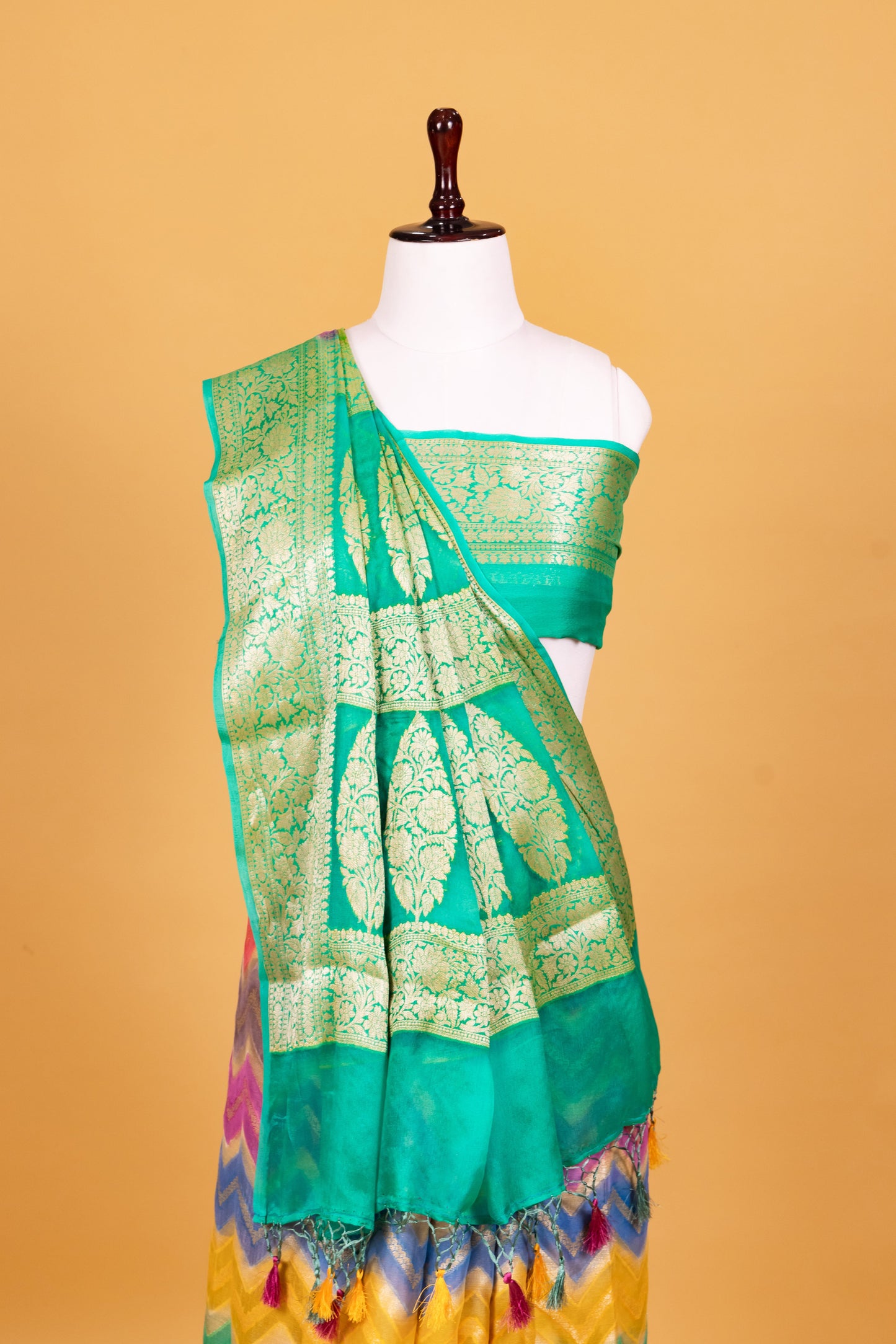 Green Chiffon Pure Silk Cutwork Saree