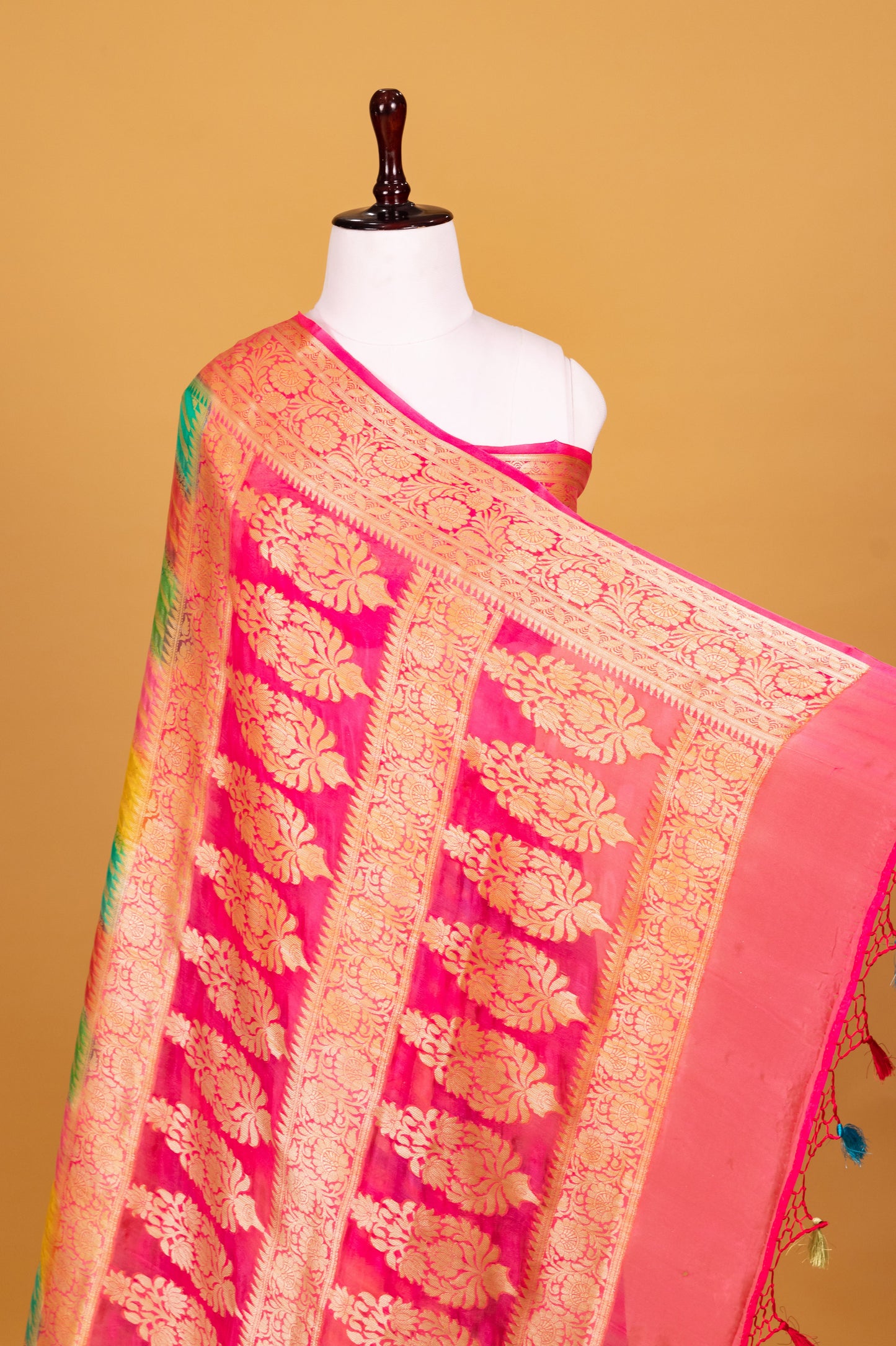 Pink Chiffon Pure Silk Cutwork Saree