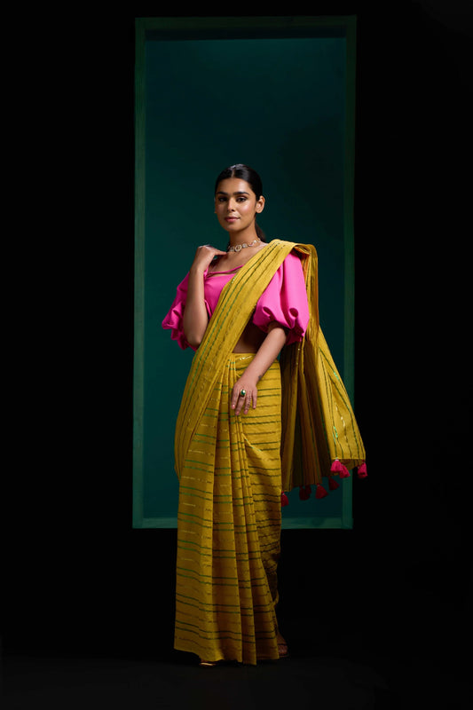 Peeli Mulmul Cotton Handloom Saree