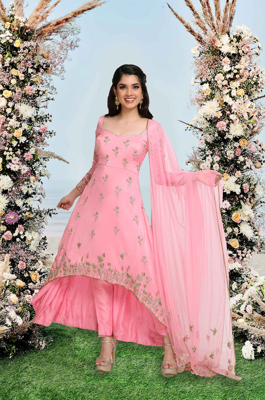 Wildflowers Anarkali Set- Pink