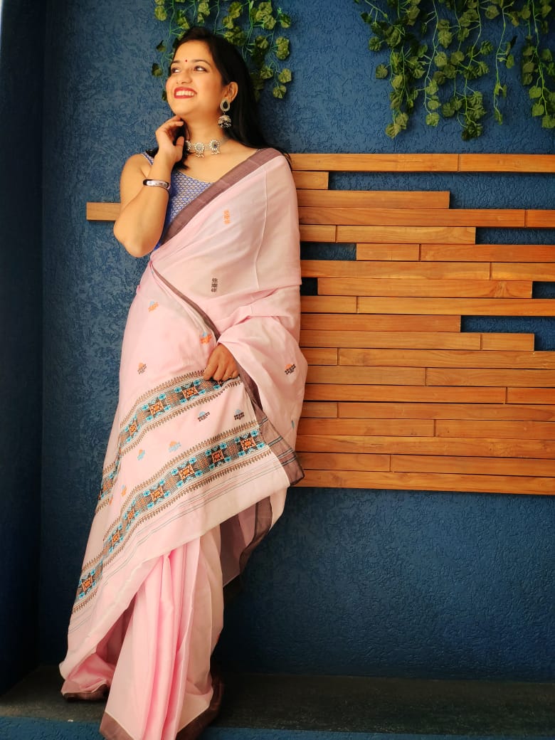 Orchid Garden Cotton Silk Handloom saree