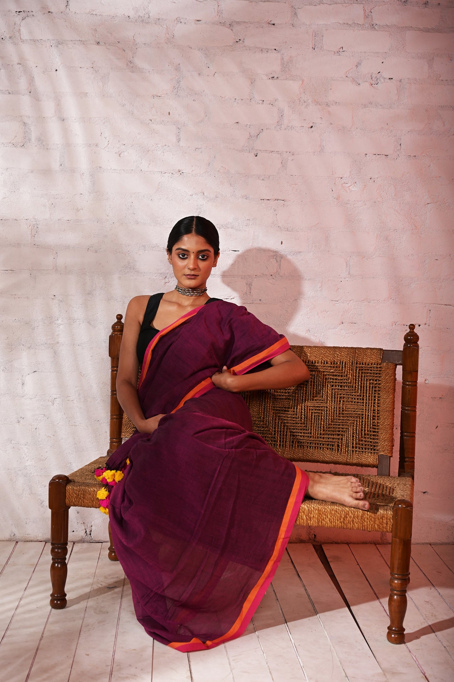 Prem Katha |Purple mul cotton saree