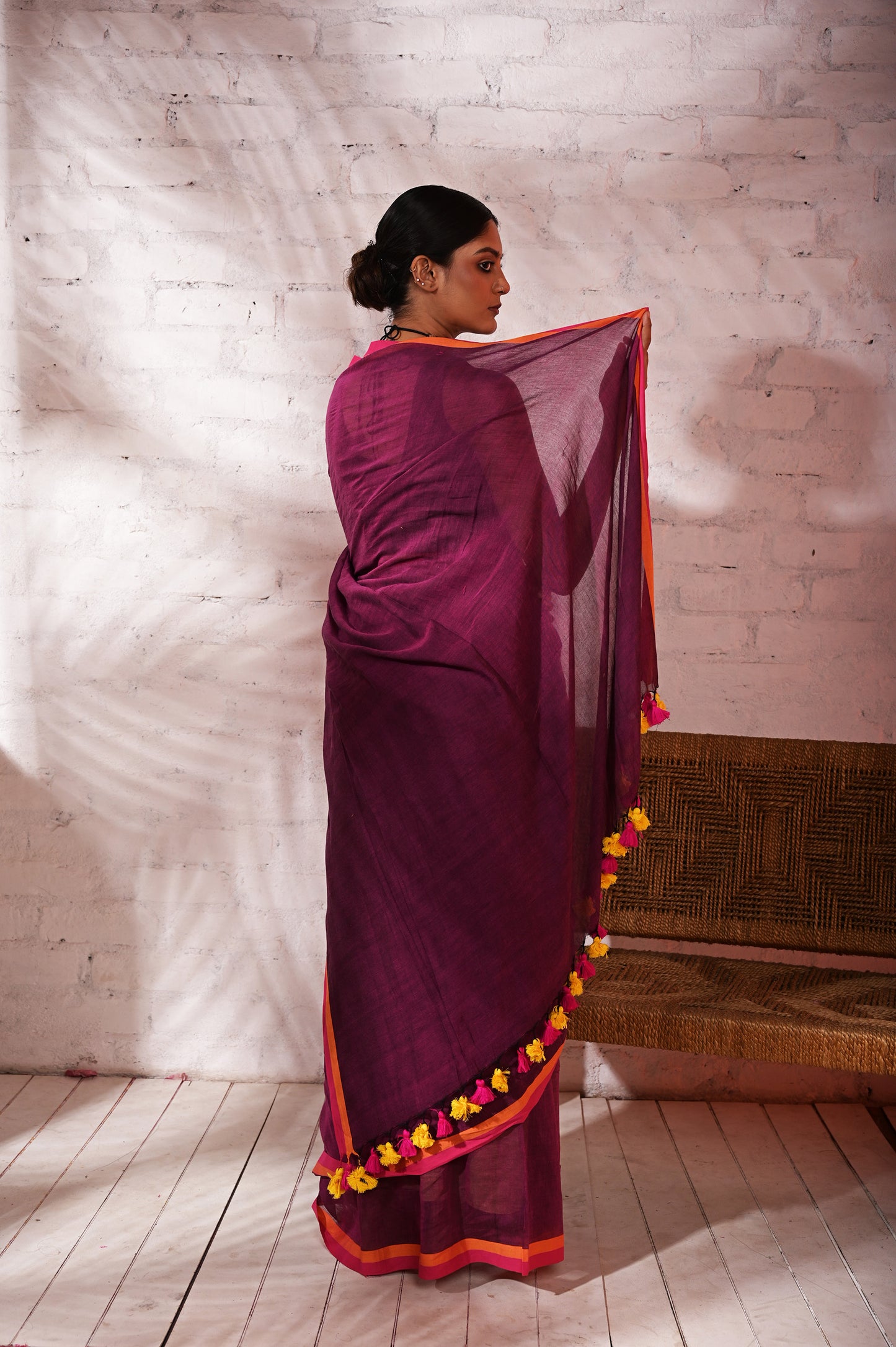 Prem Katha |Purple mul cotton saree