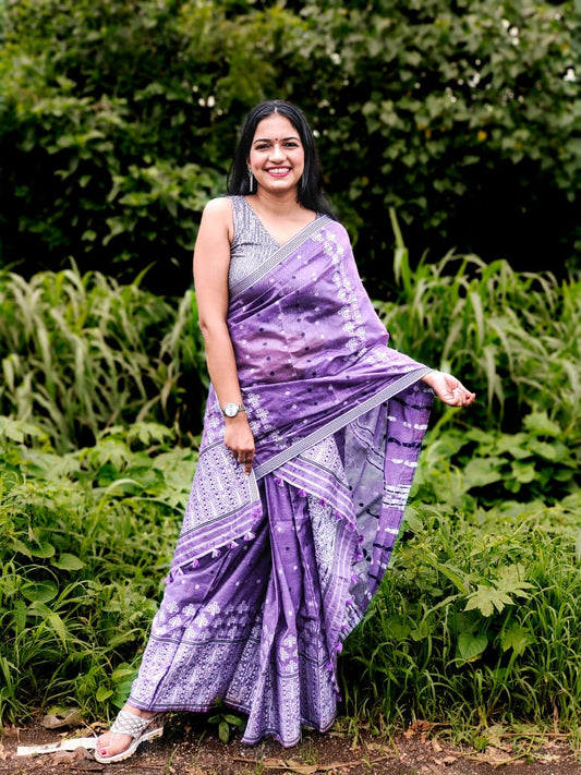 Raksha Bhandan Purple Mekhela Chador