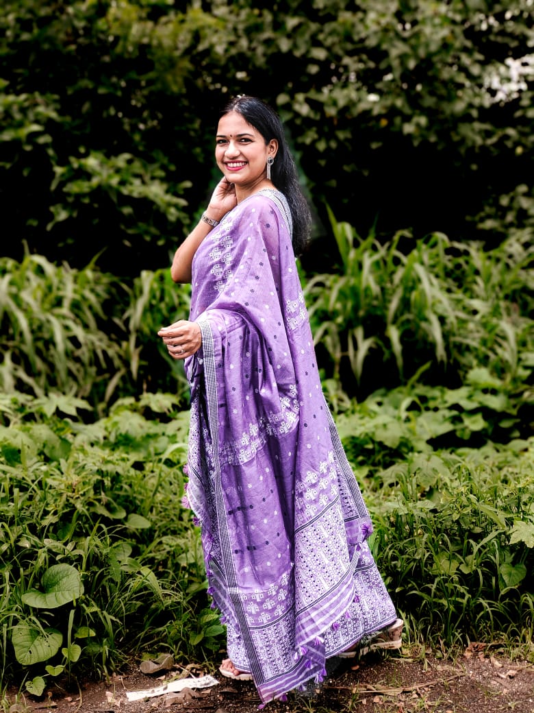 Raksha Bhandan Purple Mekhela Chador