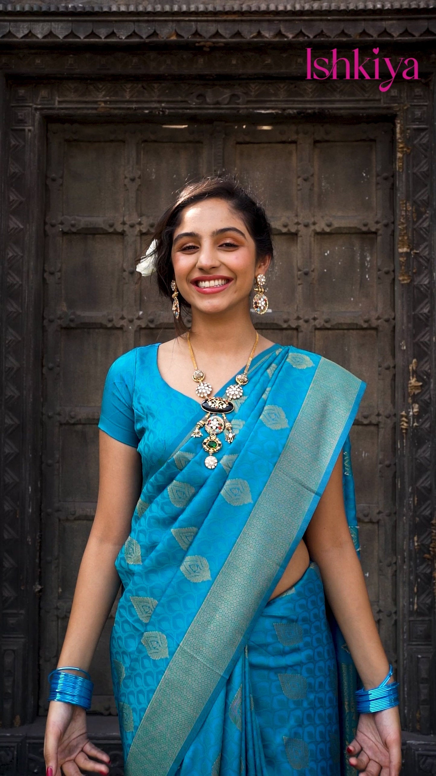 Rama Blue Zari Woven Silk Saree