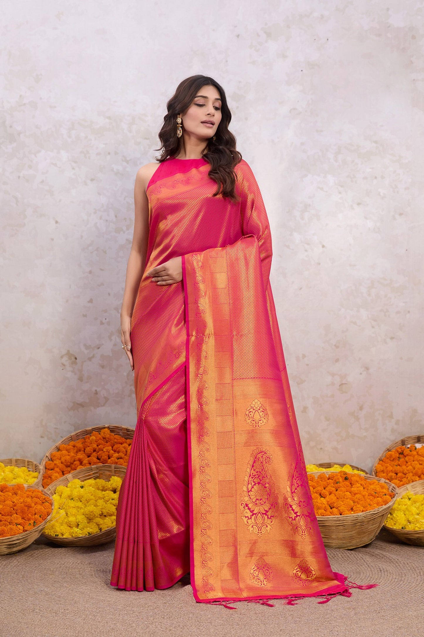 Pink Banarasi Zari Butti Saree