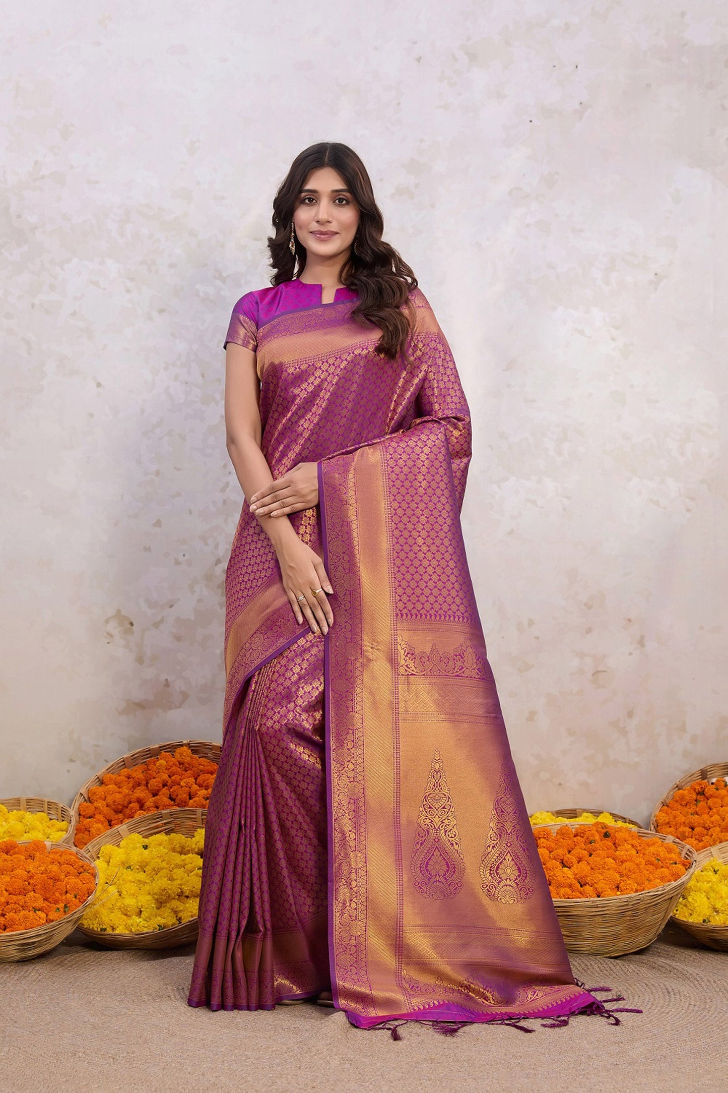 Rose Luxe Pink Banarasi Silk Saree