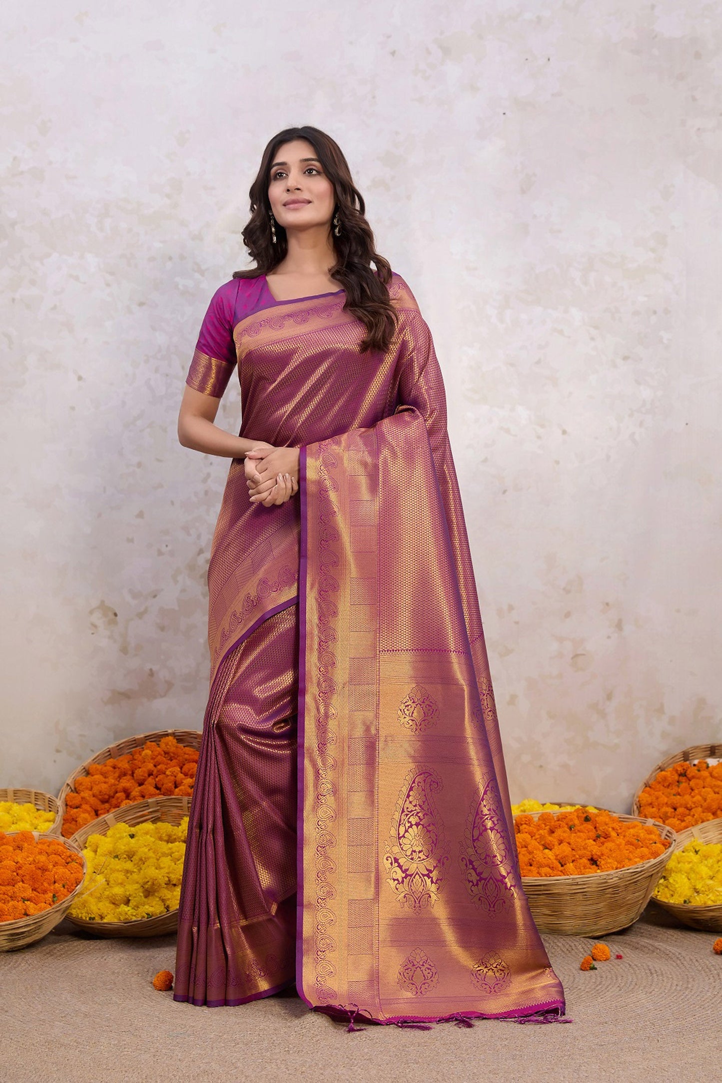 Rose Luxe Pink Banarasi Silk Saree