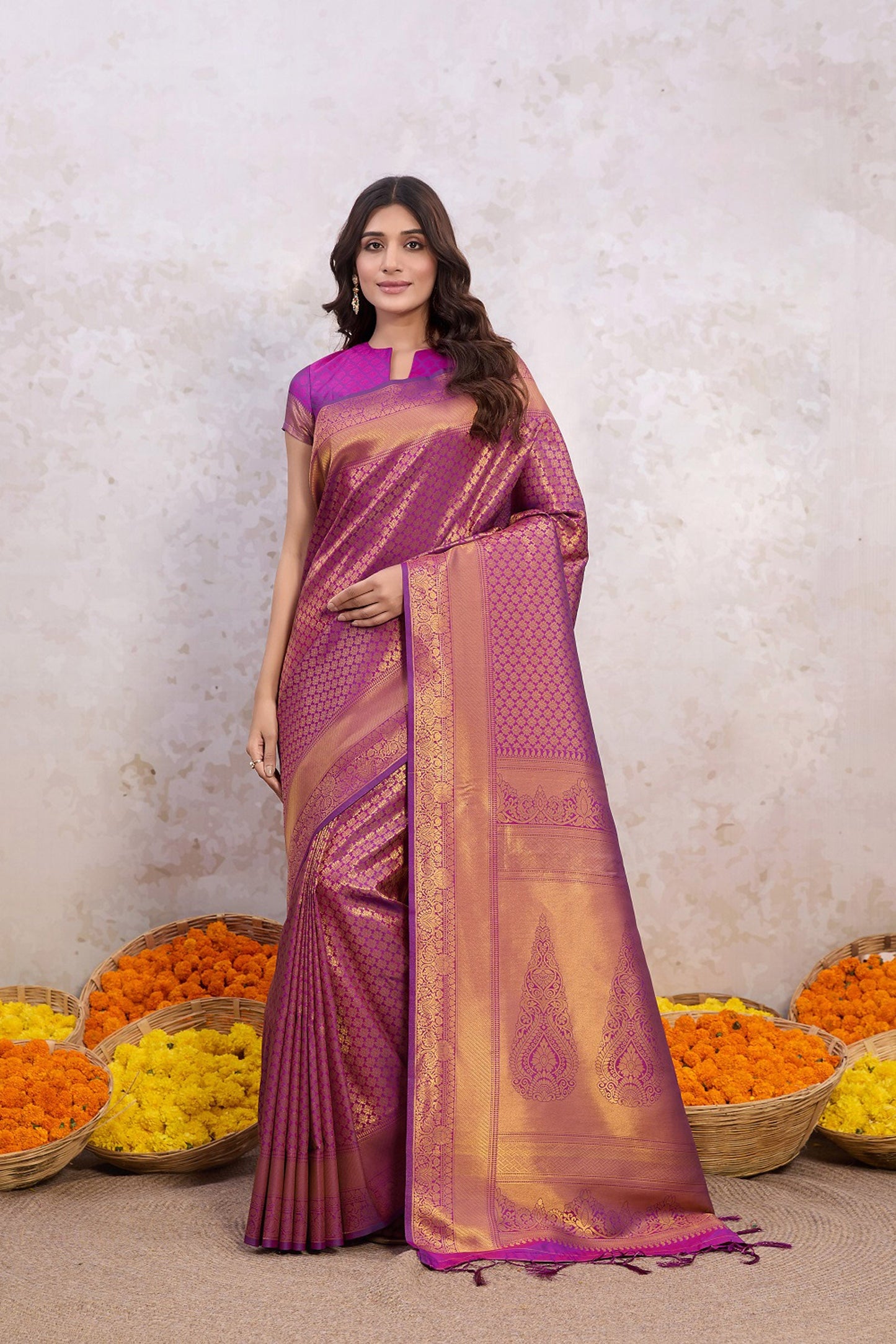 Rose Luxe Pink Banarasi Silk Saree