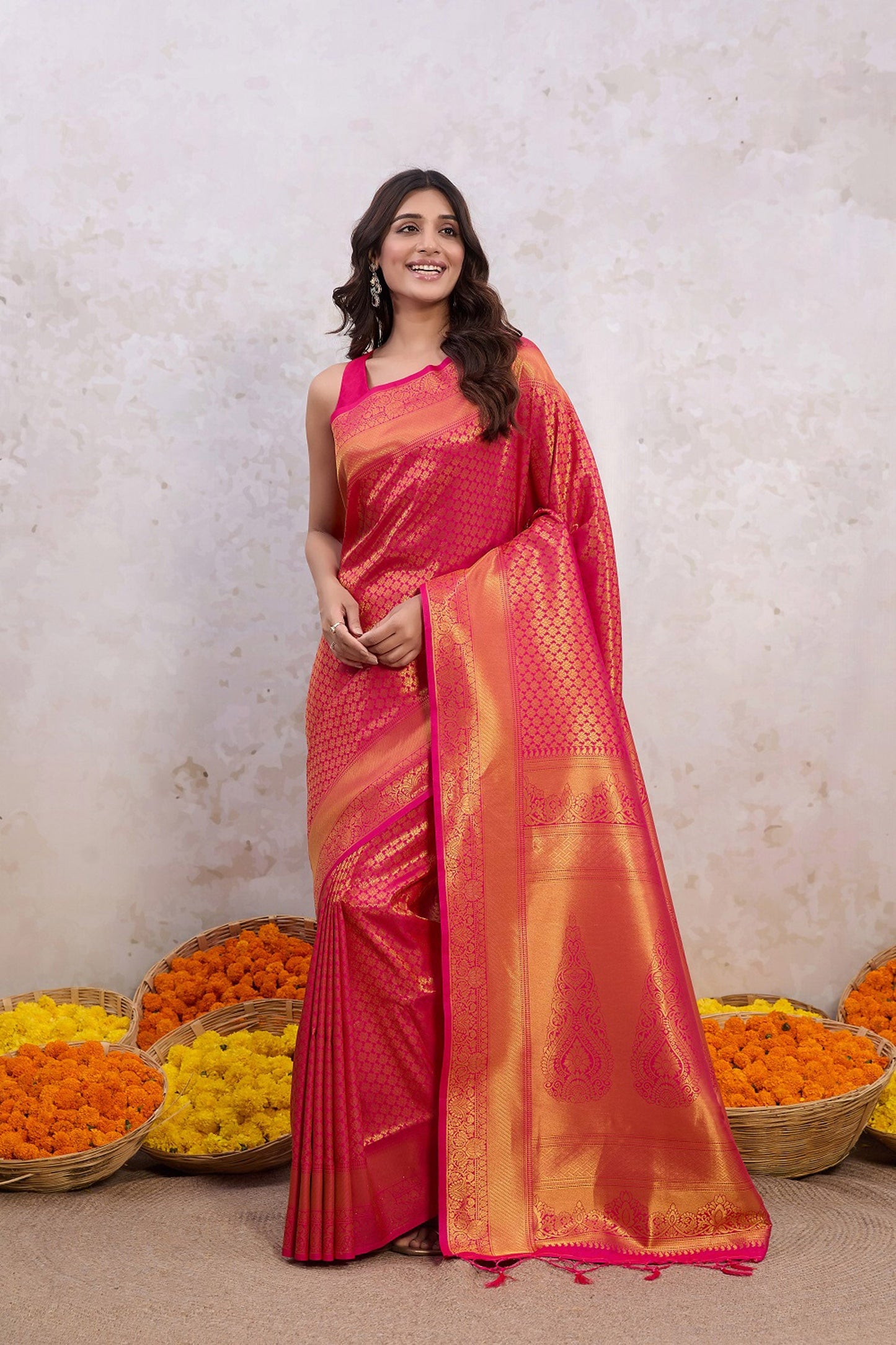 Pink Banarasi Zari Butti Saree