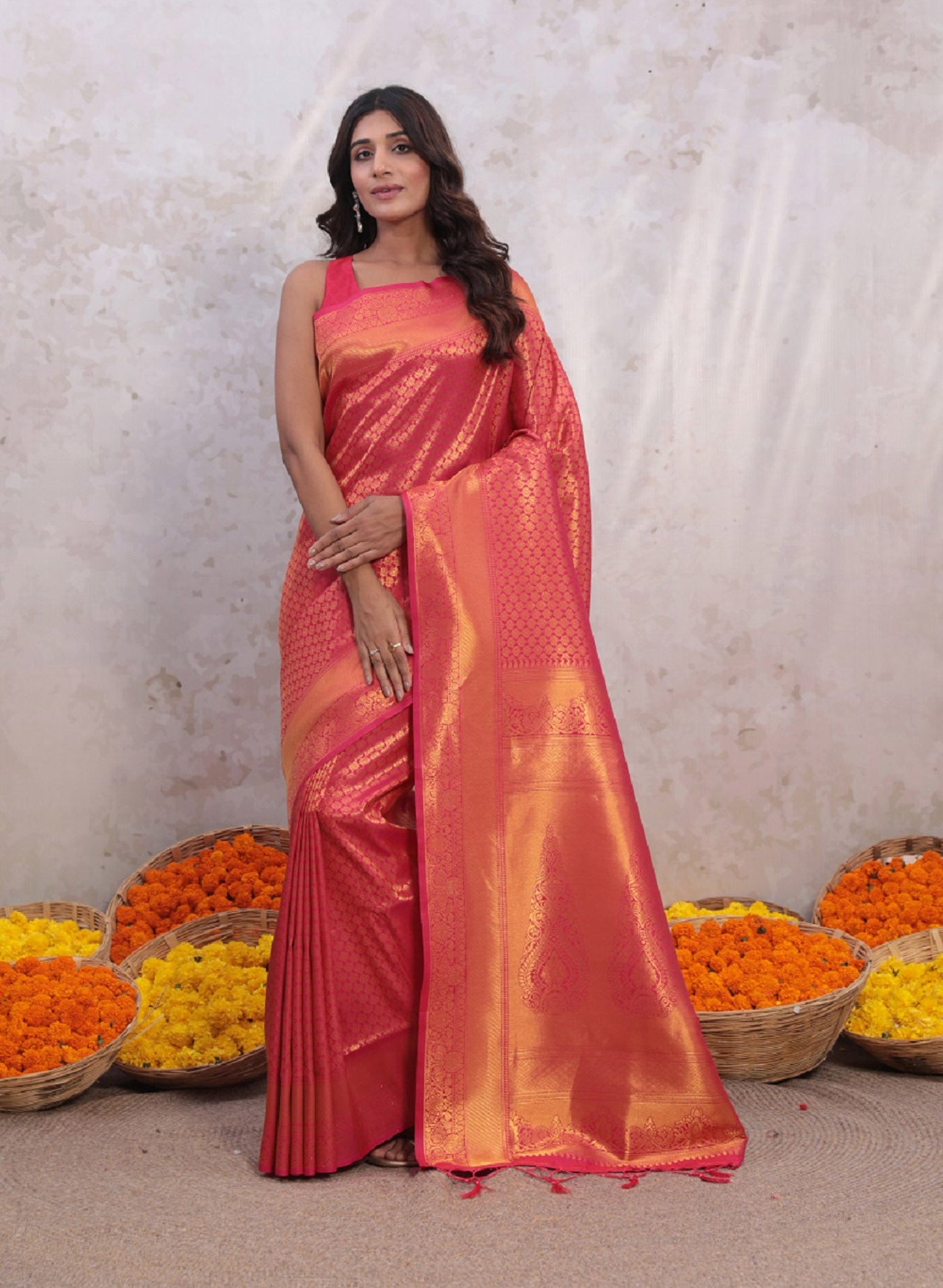 Rose Radiance Pink Butti Work Saree