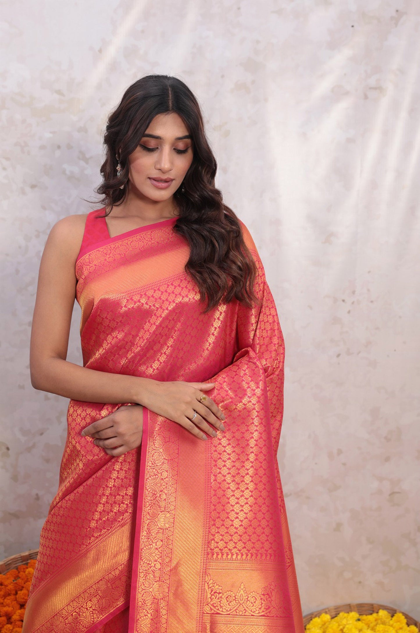 Rose Radiance Pink Butti Work Saree